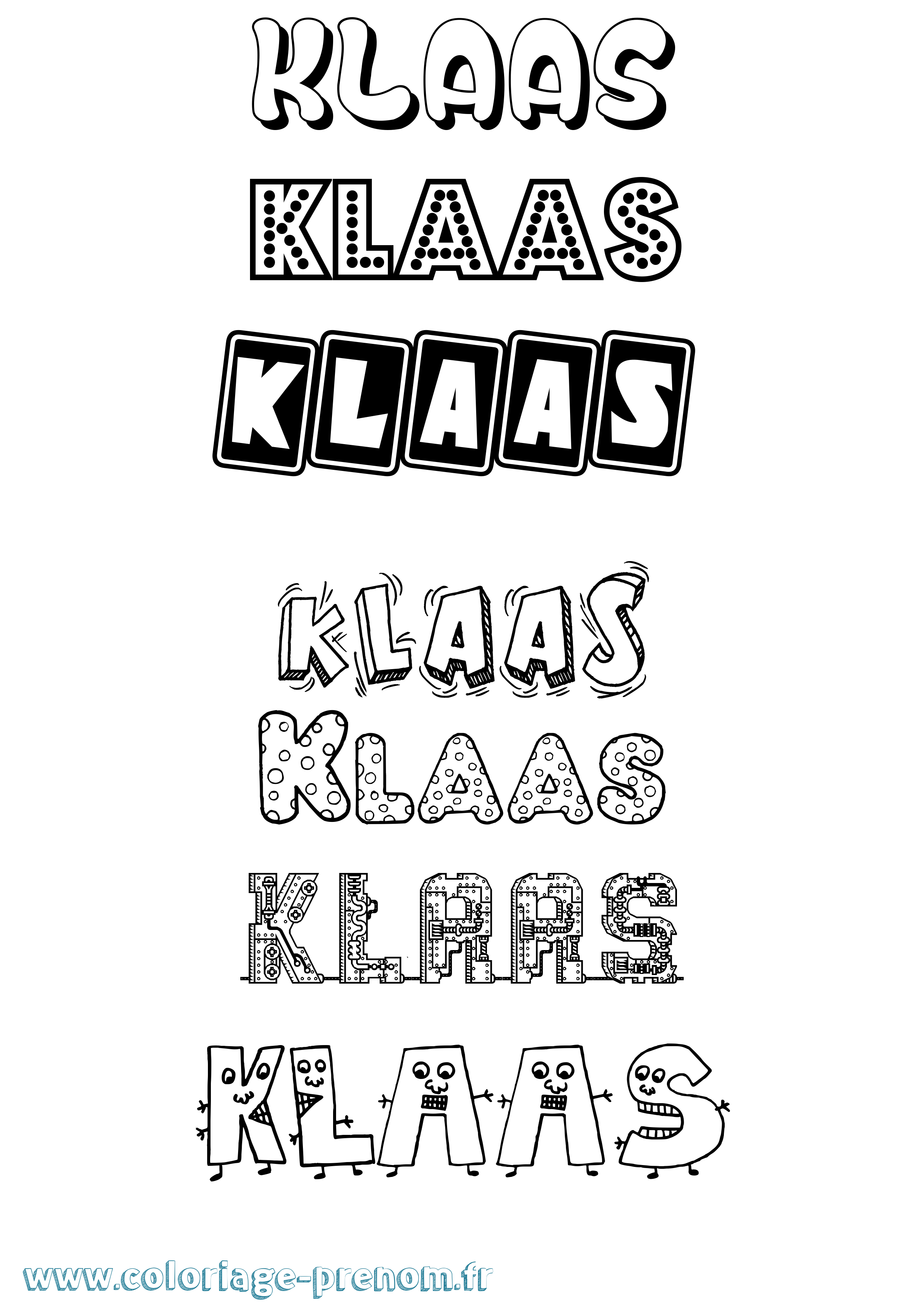 Coloriage Klaas Fun Coloriage prénom Klaas Fun