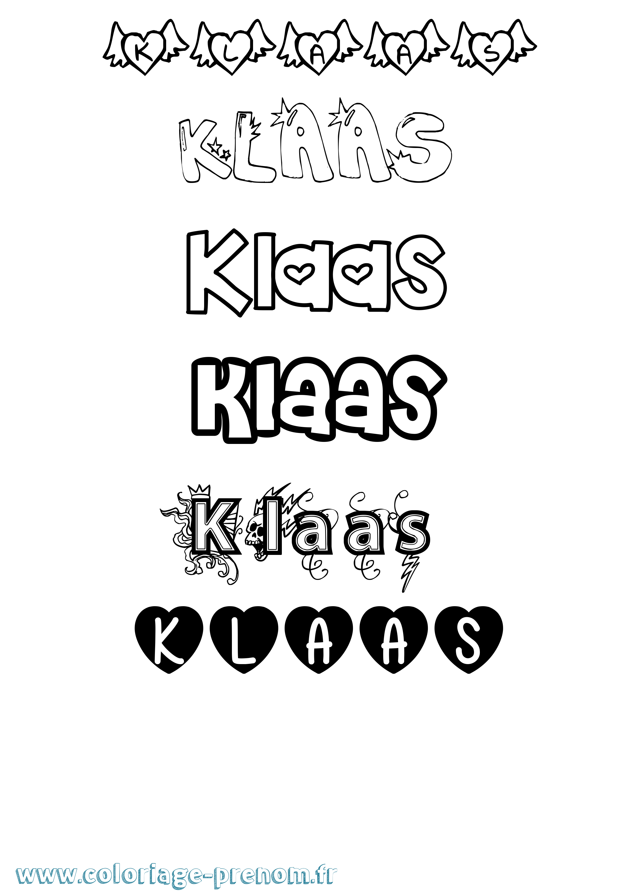 Coloriage Klaas Girly Coloriage prénom Klaas Girly