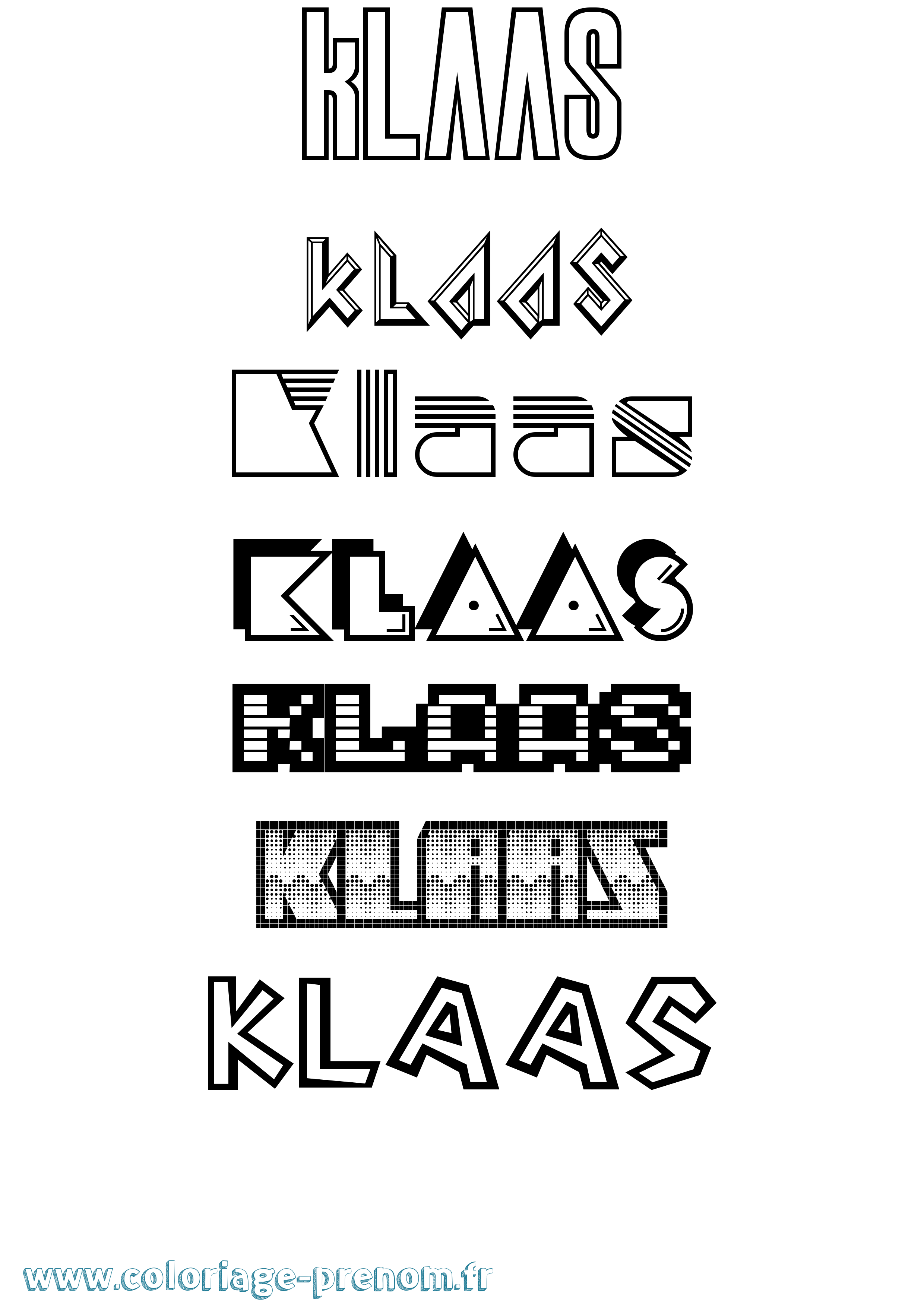 Coloriage Klaas Jeux Vidéos Coloriage prénom Klaas Jeux Vidéos