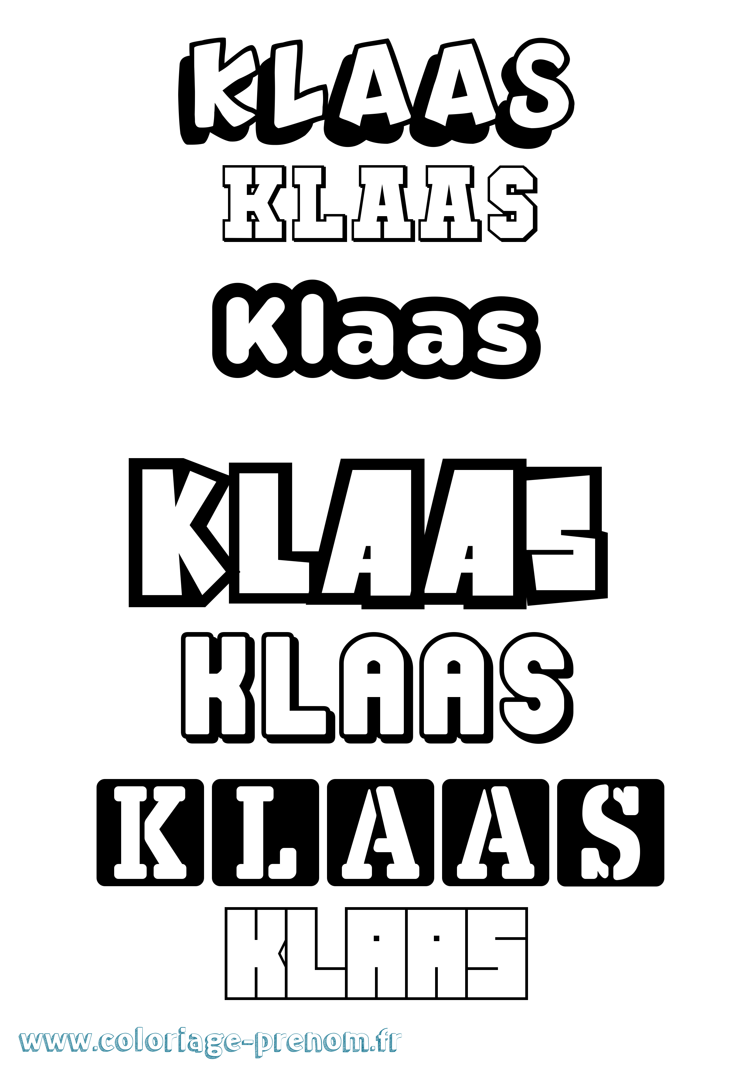Coloriage Klaas Simple Coloriage prénom Klaas Simple