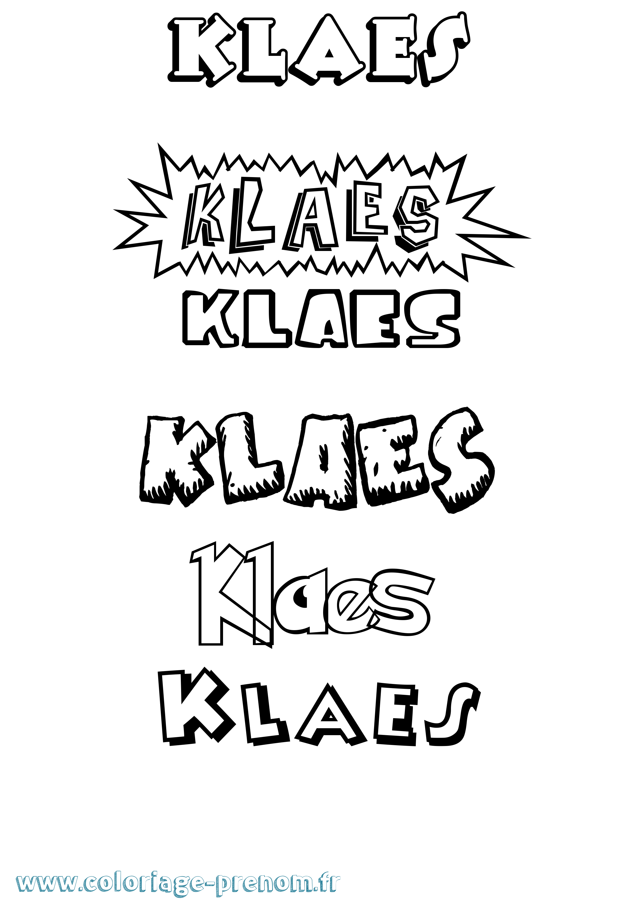 Coloriage Klaes Dessin Animé Coloriage prénom Klaes Dessin Animé