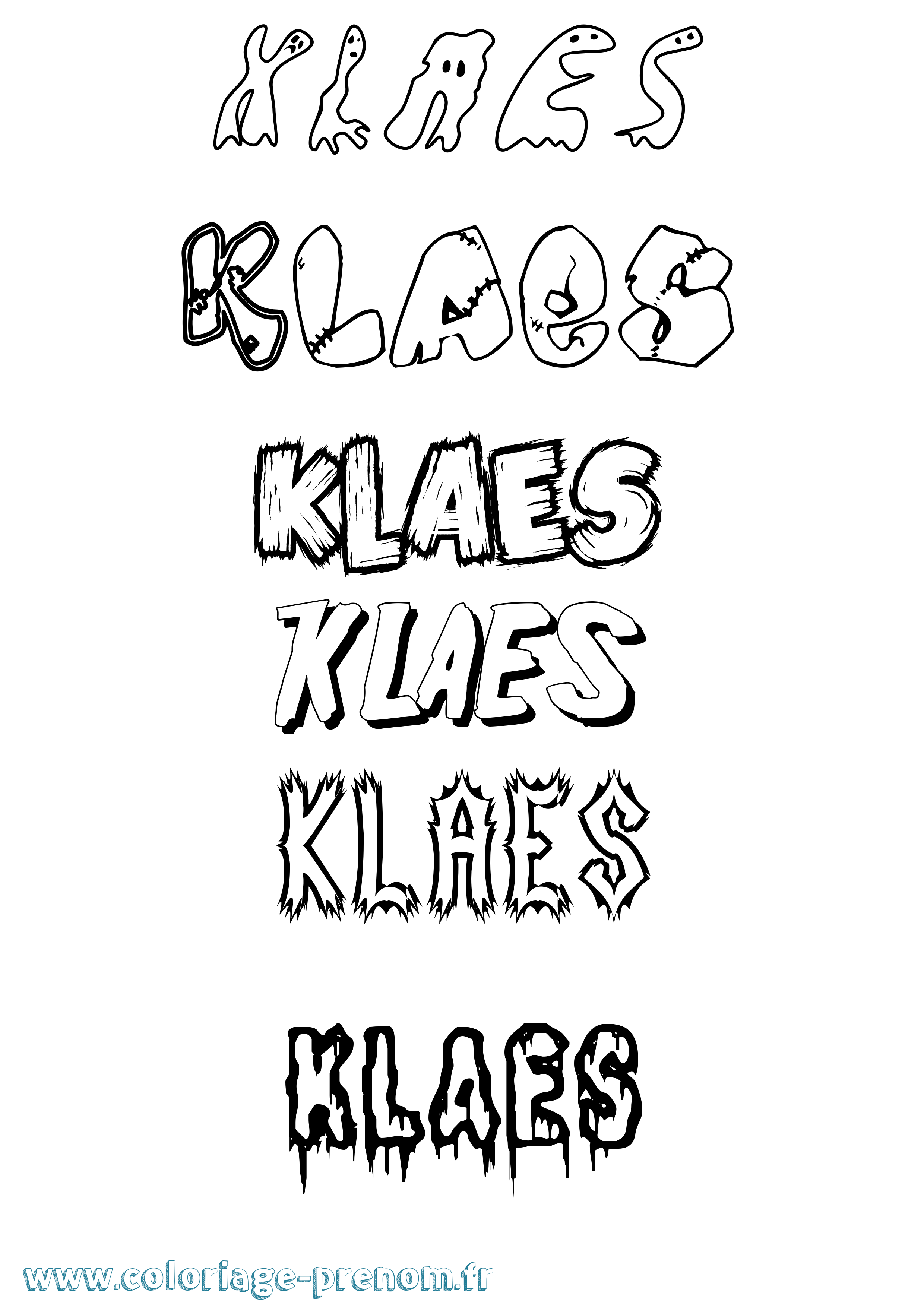Coloriage Klaes Frisson Coloriage prénom Klaes Frisson