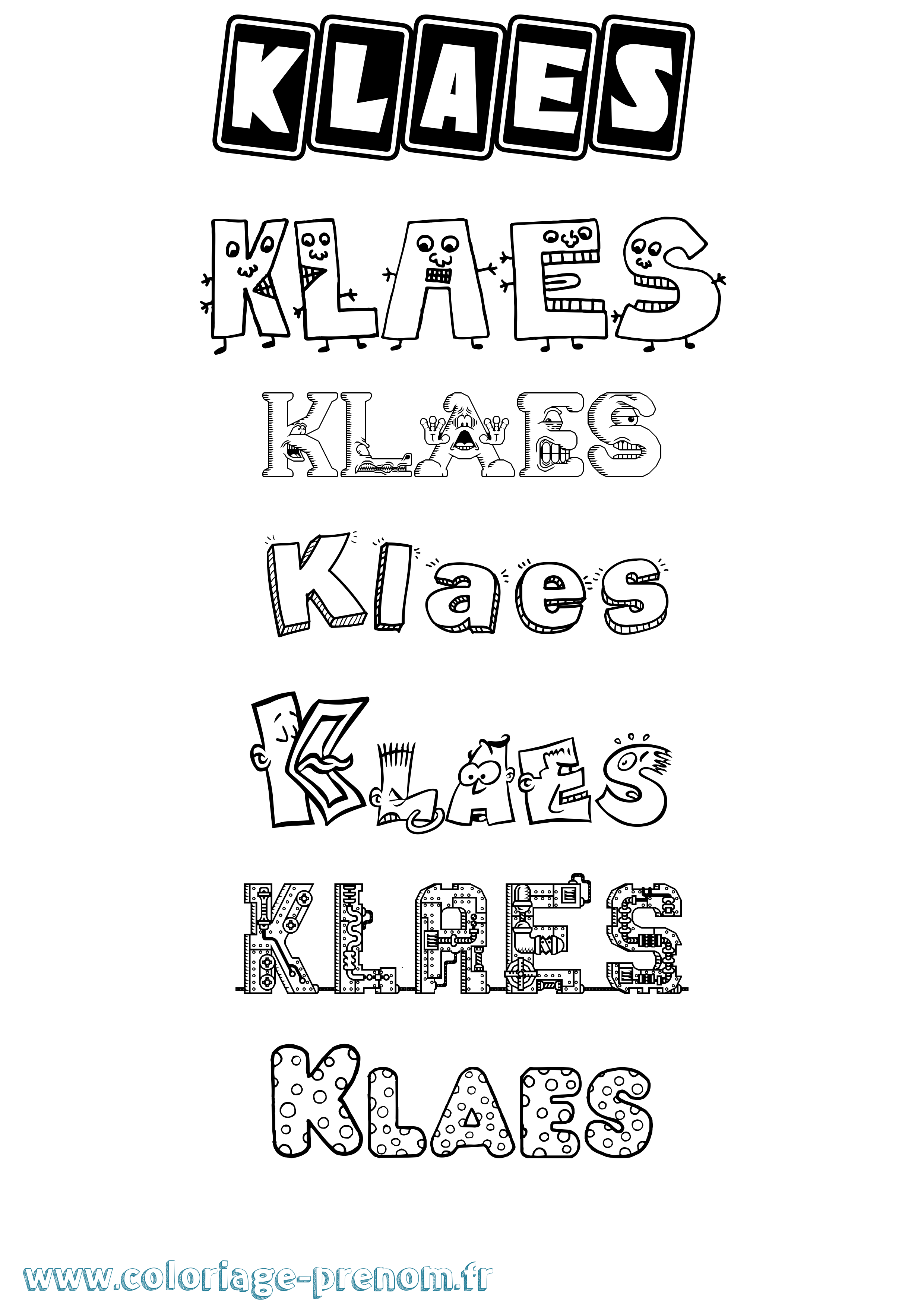 Coloriage Klaes Fun Coloriage prénom Klaes Fun