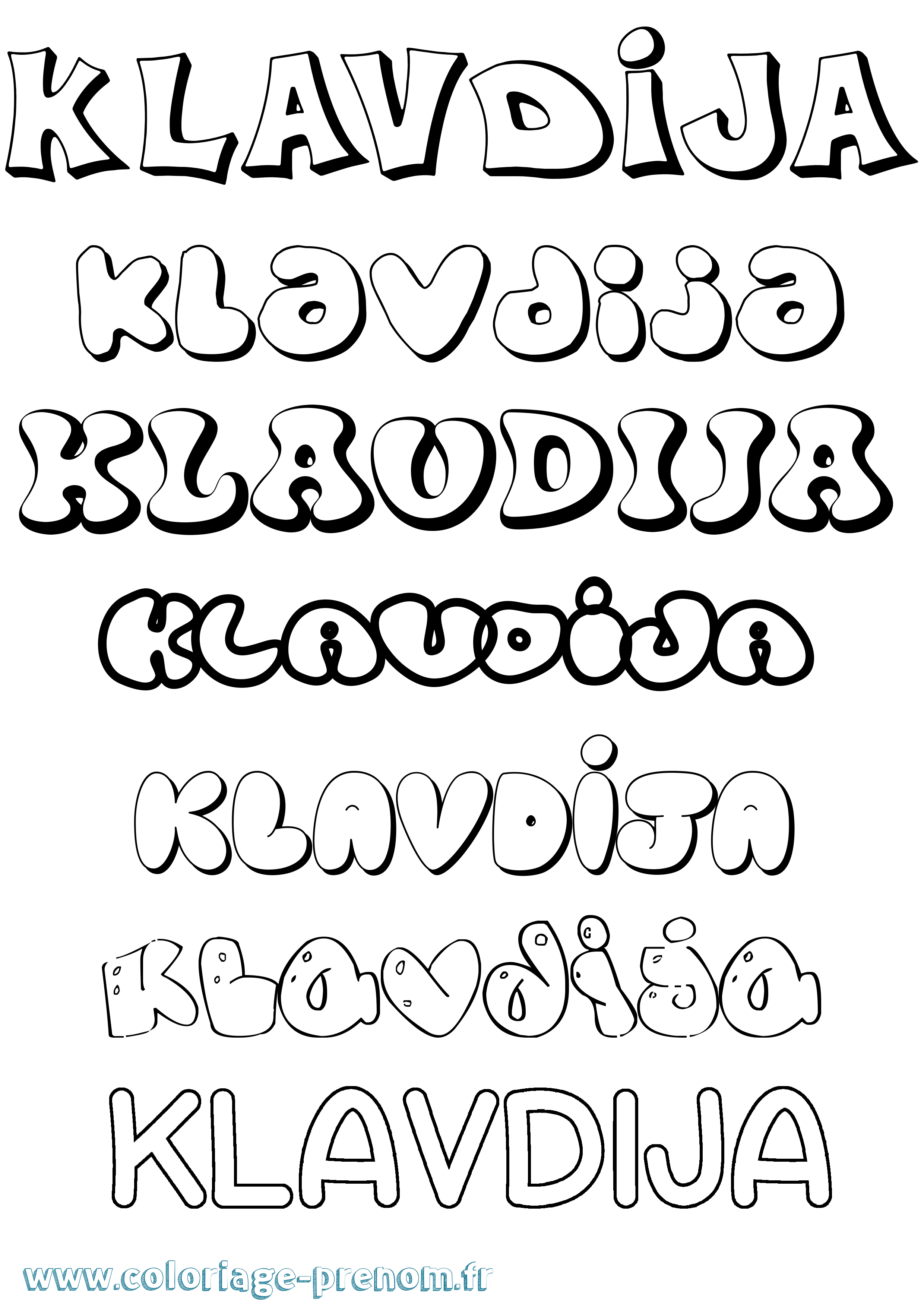 Coloriage Klavdija Bubble Coloriage prénom Klavdija Bubble