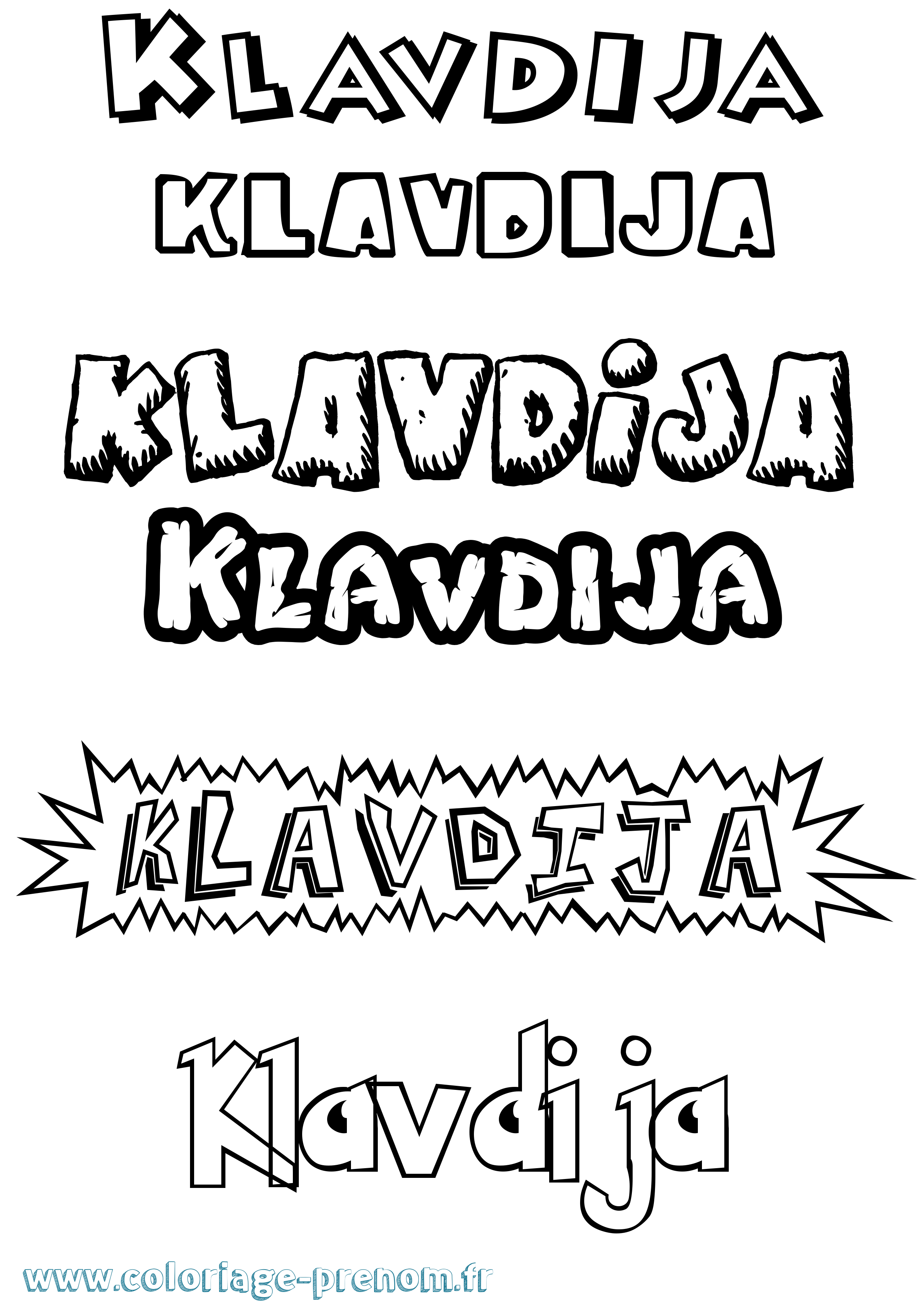 Coloriage Klavdija Dessin Animé Coloriage prénom Klavdija Dessin Animé