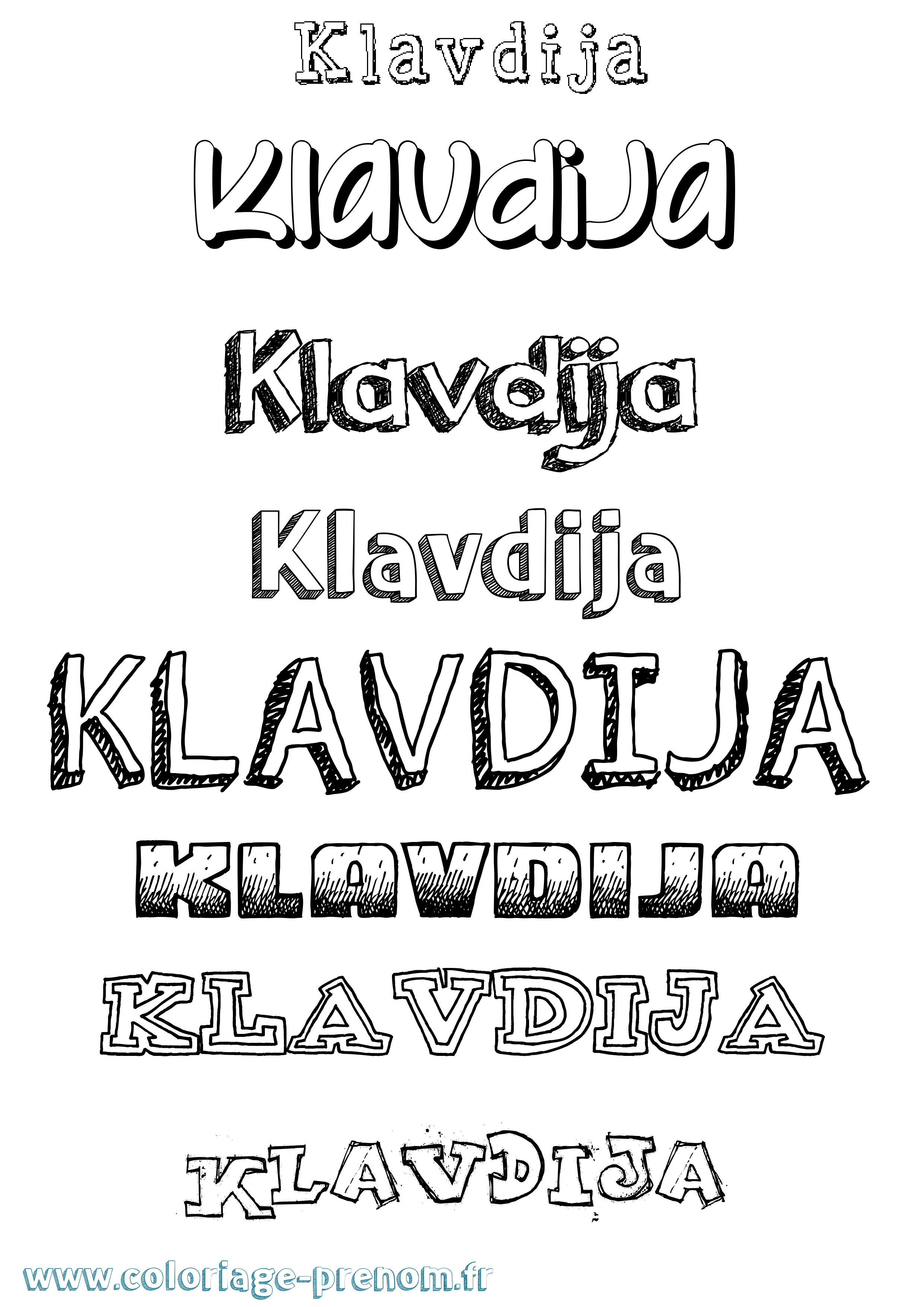 Coloriage Klavdija Dessiné Coloriage prénom Klavdija Dessiné