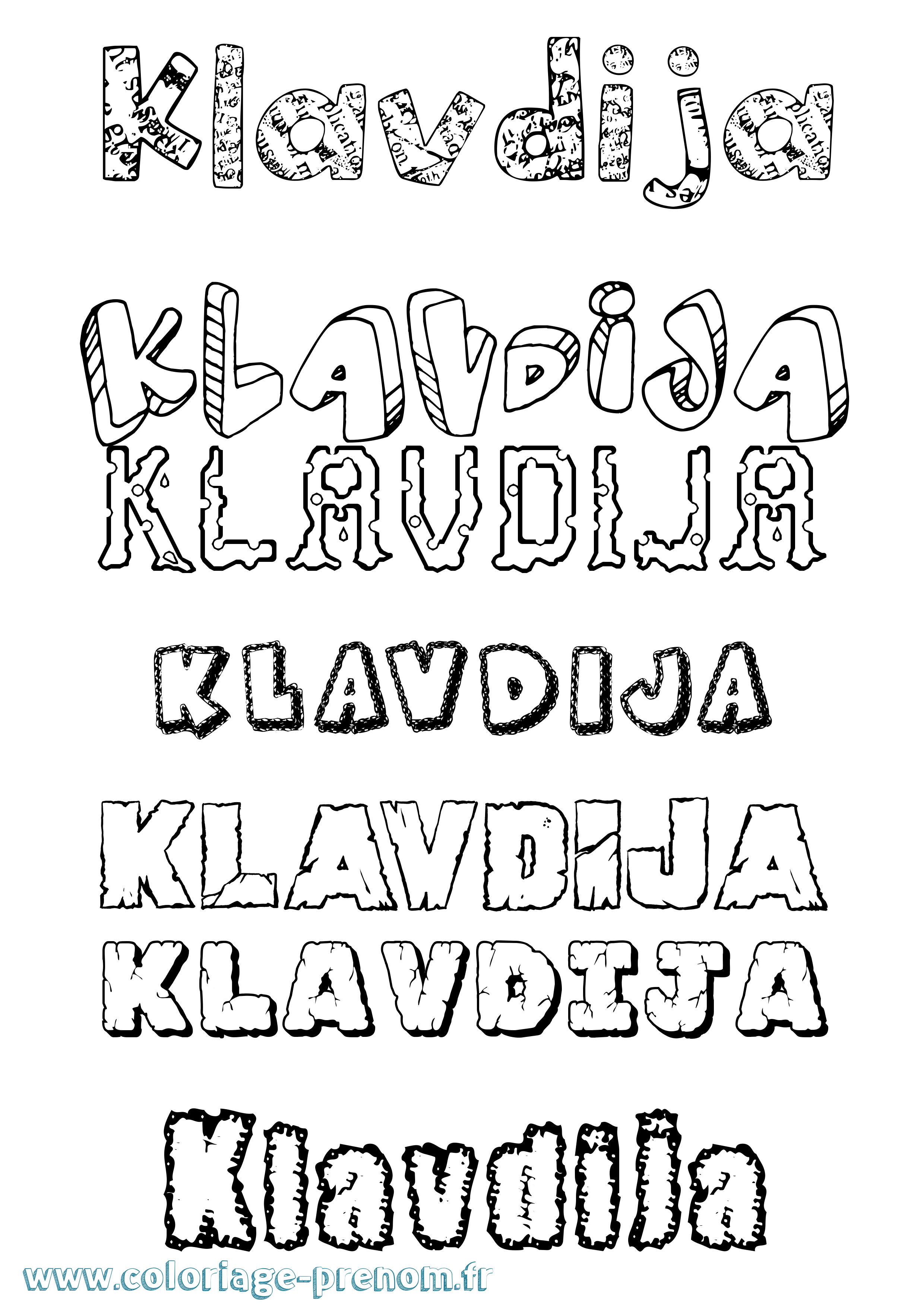 Coloriage Klavdija Destructuré Coloriage prénom Klavdija Destructuré