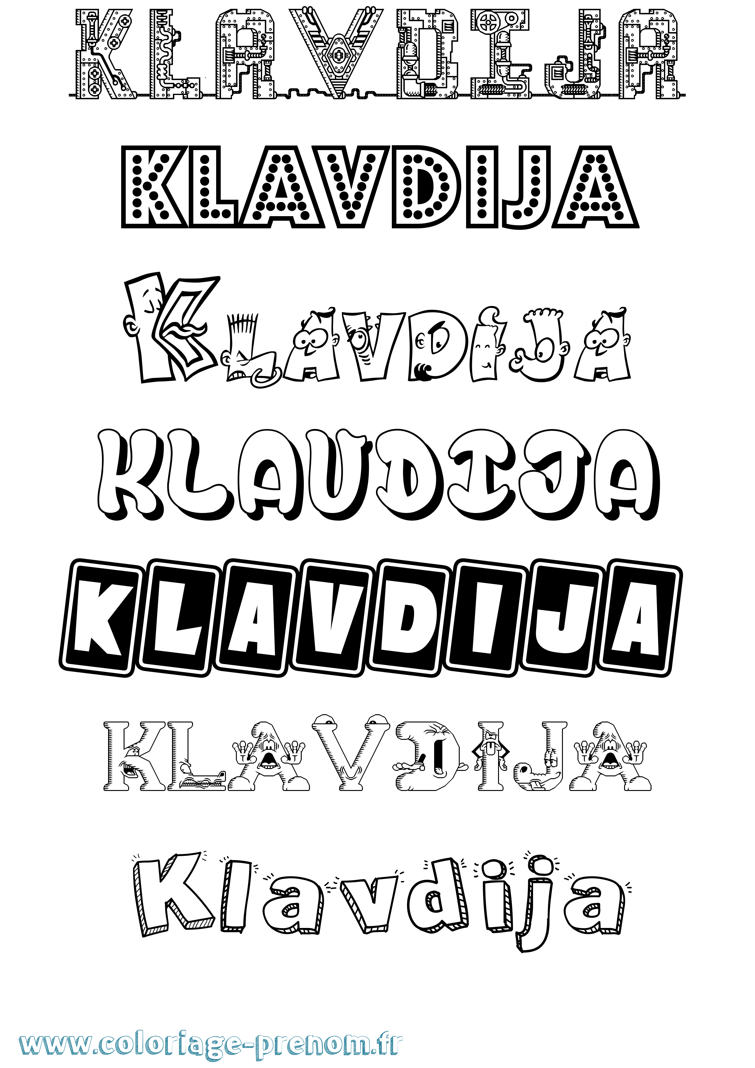 Coloriage Klavdija Fun Coloriage prénom Klavdija Fun