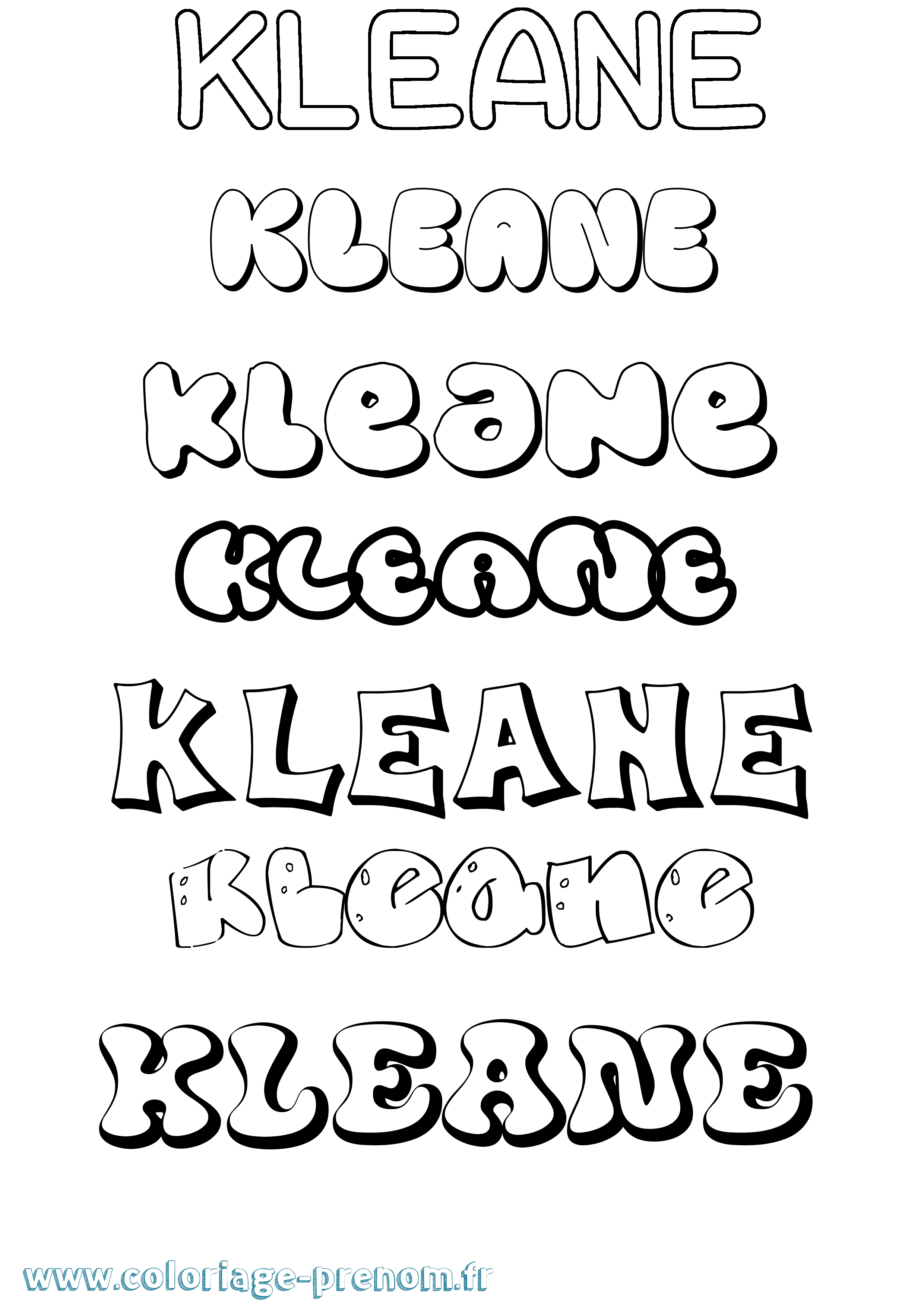 Coloriage Kleane Bubble Coloriage prénom Kleane Bubble