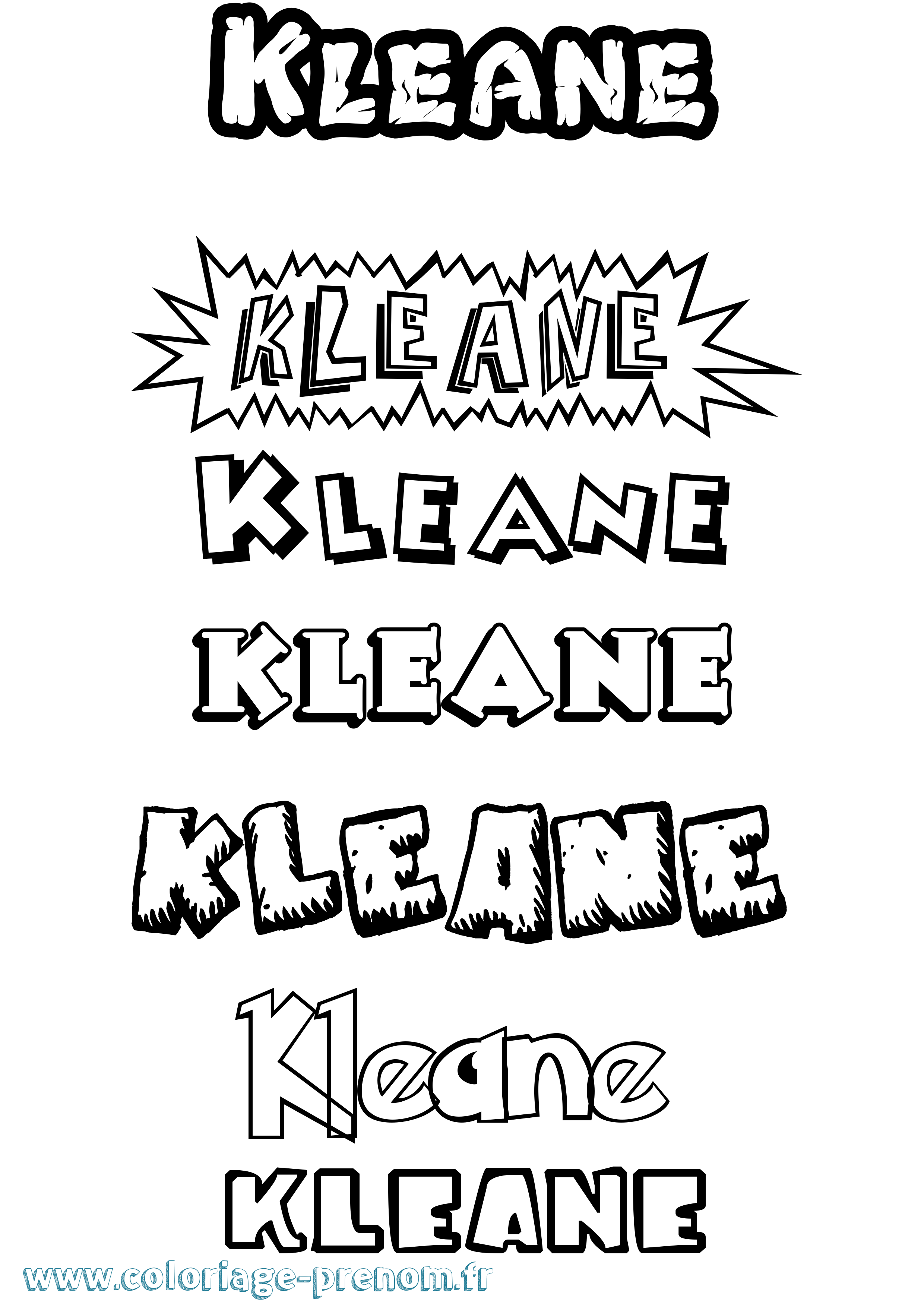 Coloriage Kleane Dessin Animé Coloriage prénom Kleane Dessin Animé