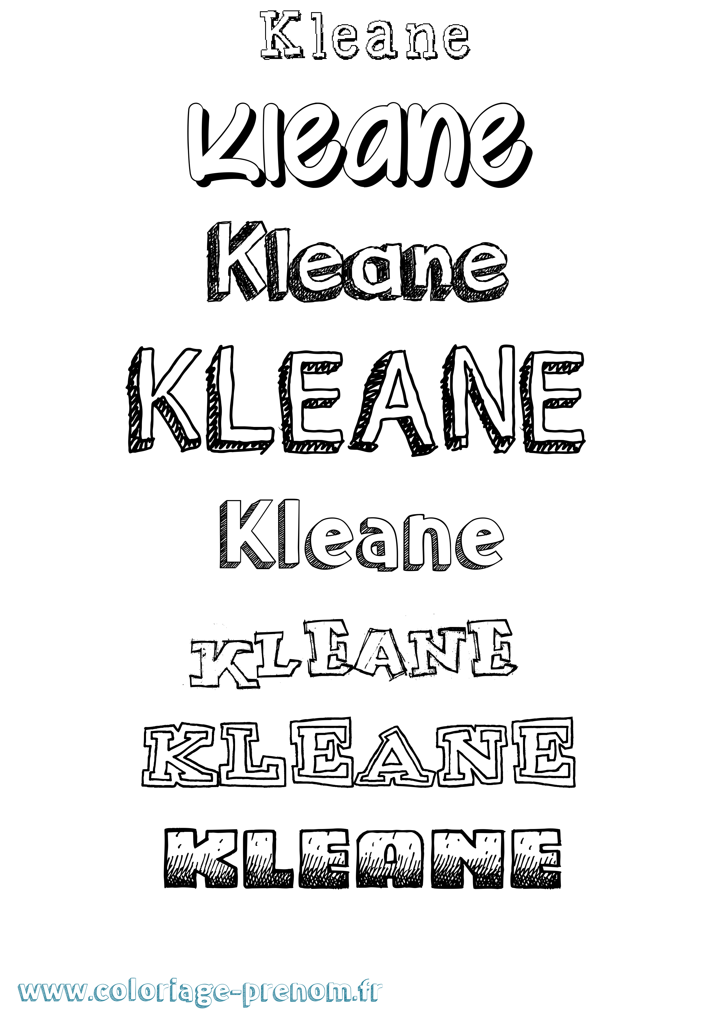 Coloriage Kleane Dessiné Coloriage prénom Kleane Dessiné