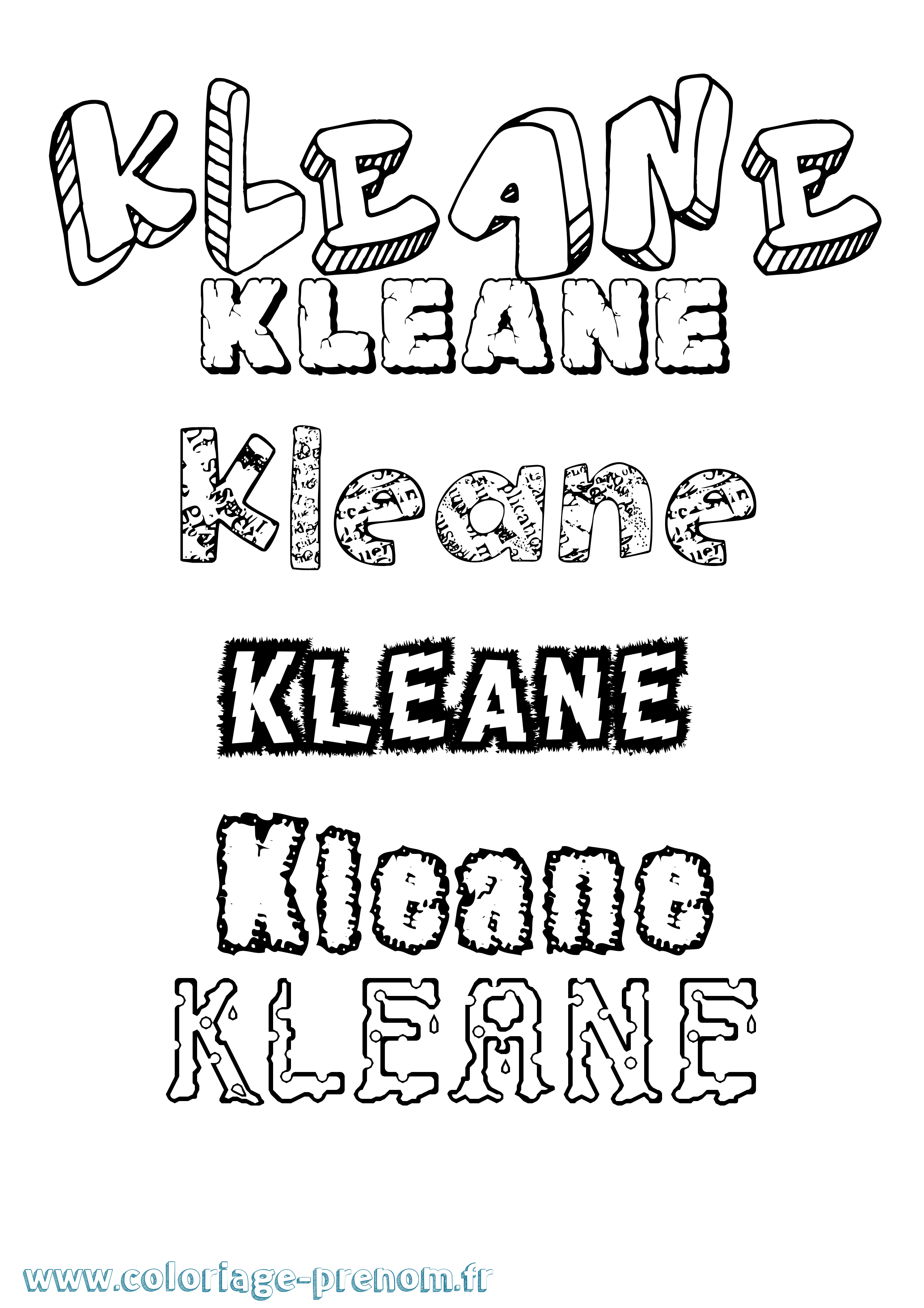 Coloriage Kleane Destructuré Coloriage prénom Kleane Destructuré