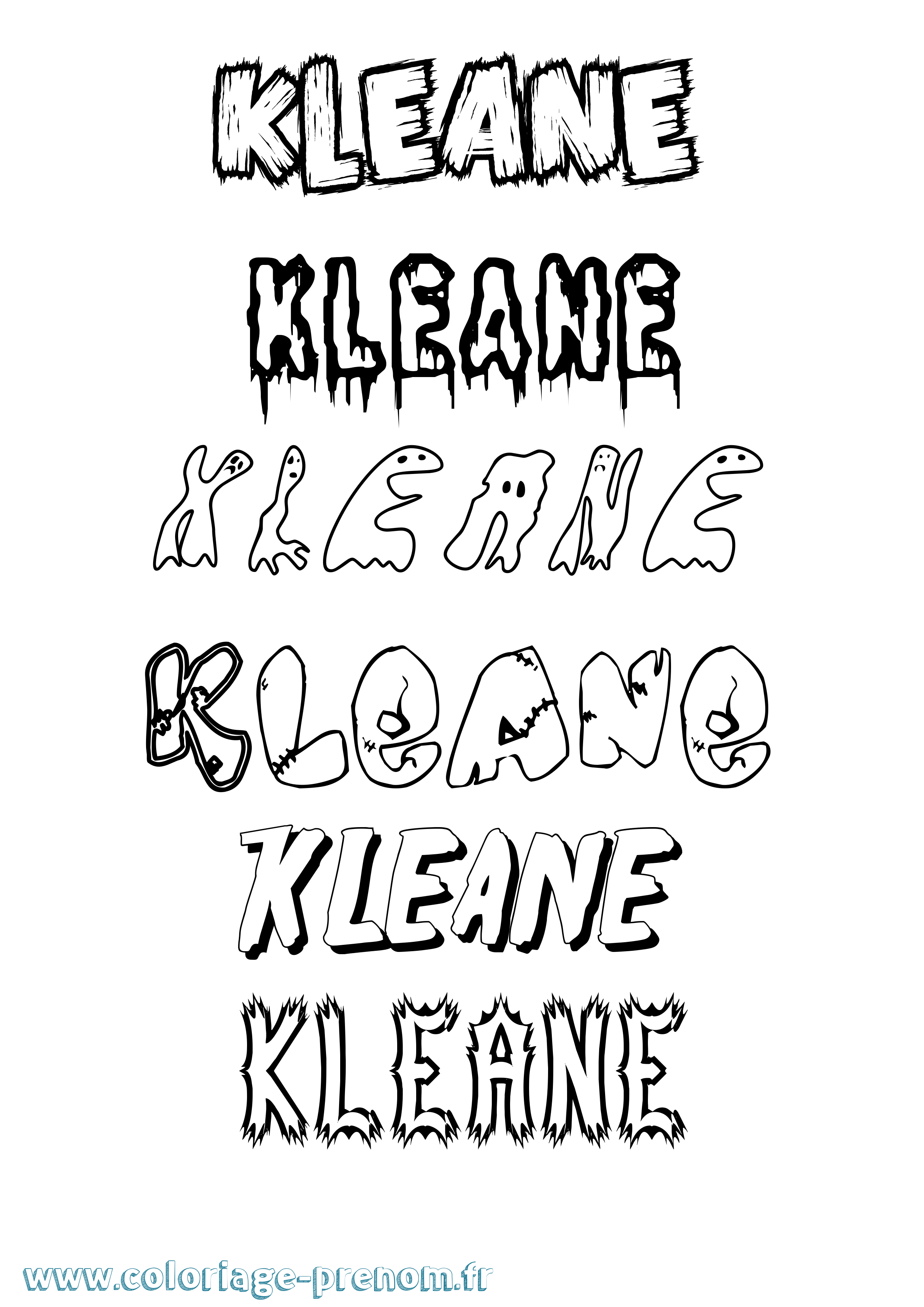 Coloriage Kleane Frisson Coloriage prénom Kleane Frisson