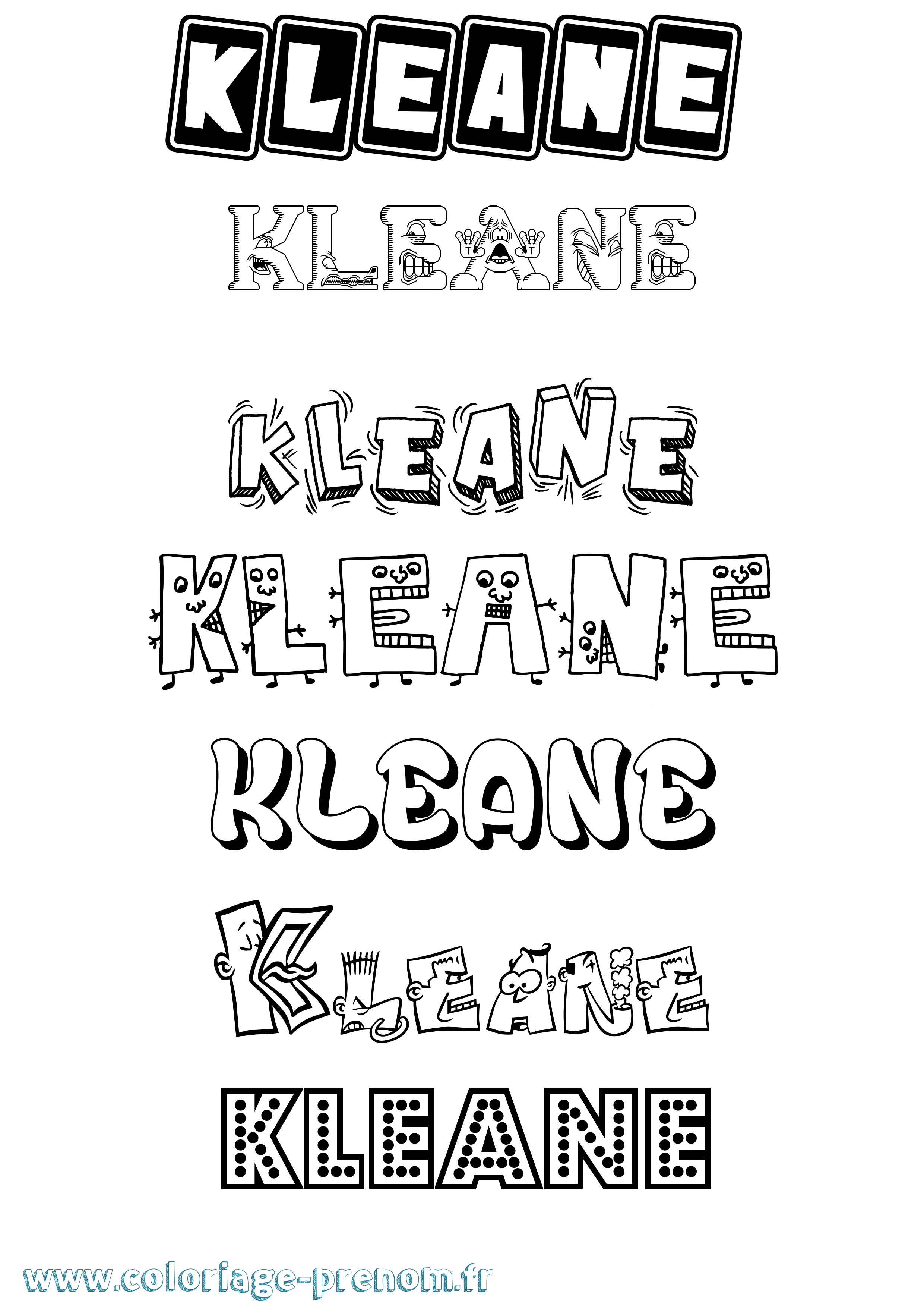 Coloriage Kleane Fun Coloriage prénom Kleane Fun