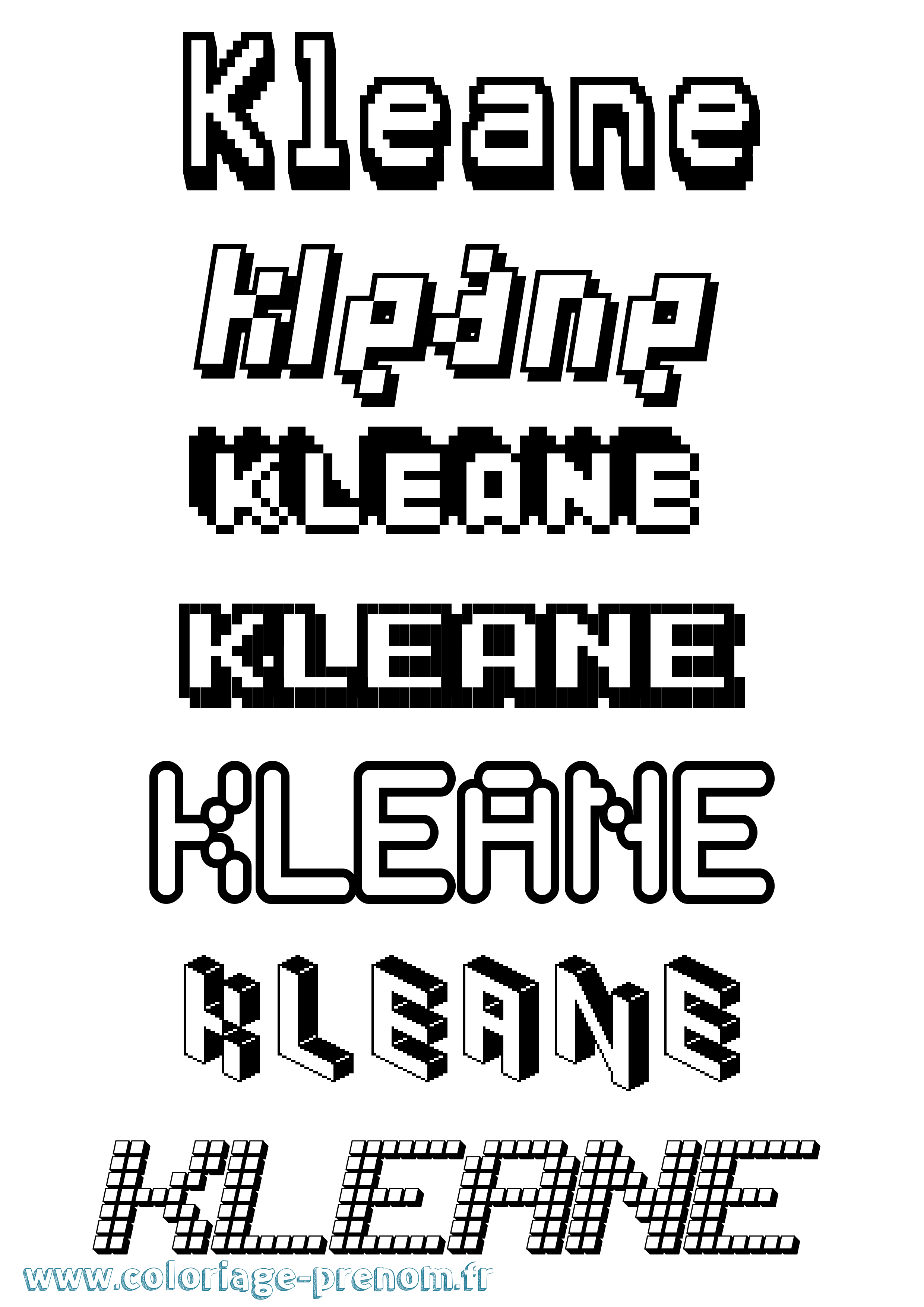 Coloriage Kleane Pixel Coloriage prénom Kleane Pixel