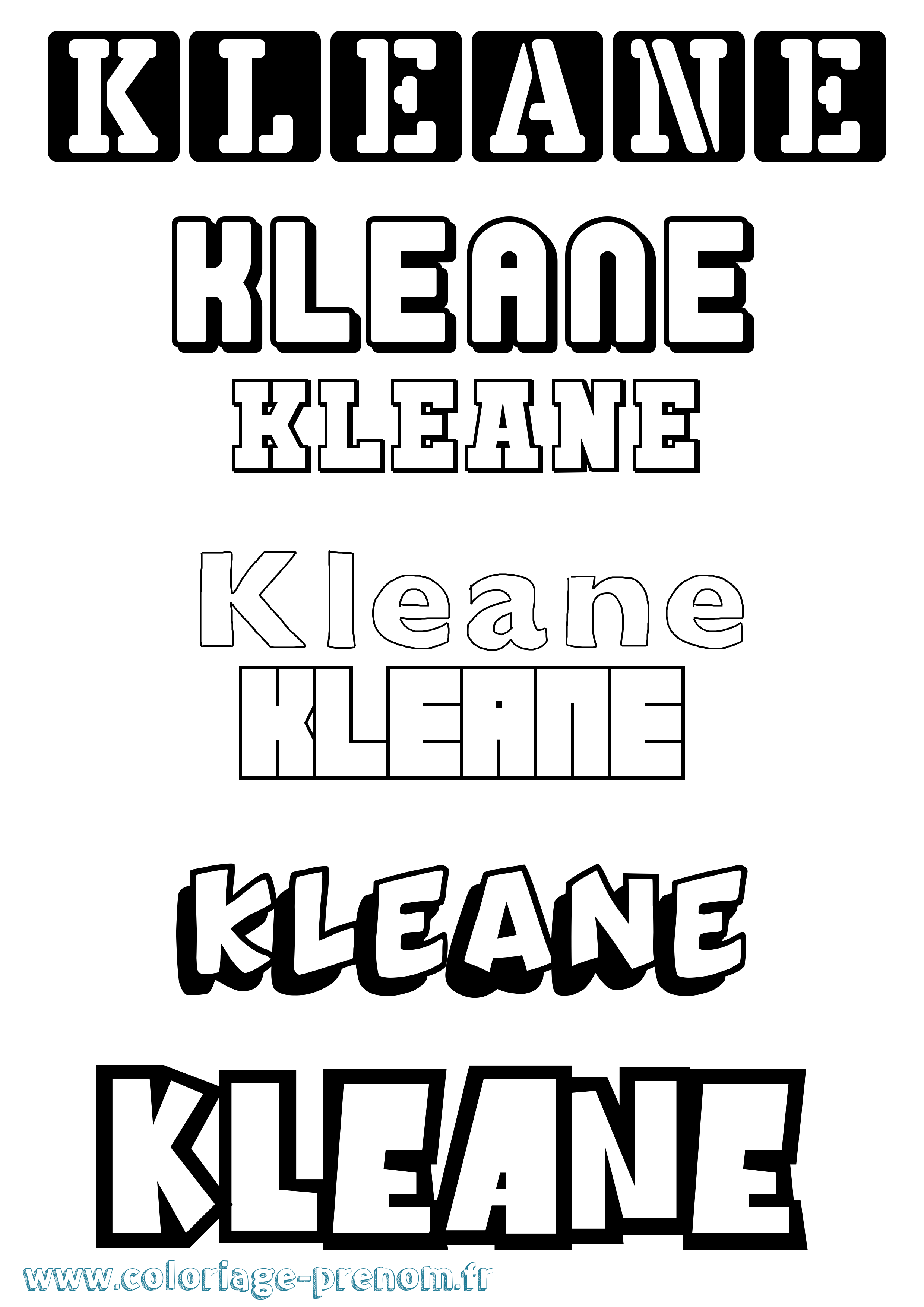 Coloriage Kleane Simple Coloriage prénom Kleane Simple