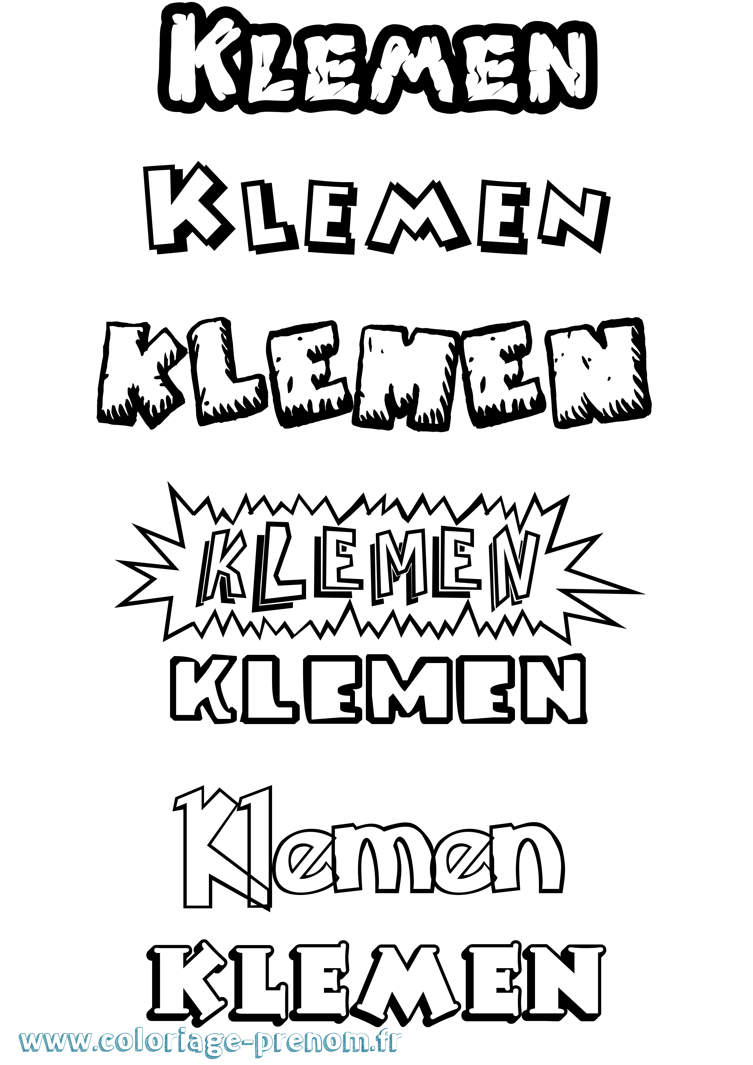 Coloriage Klemen Dessin Animé Coloriage prénom Klemen Dessin Animé
