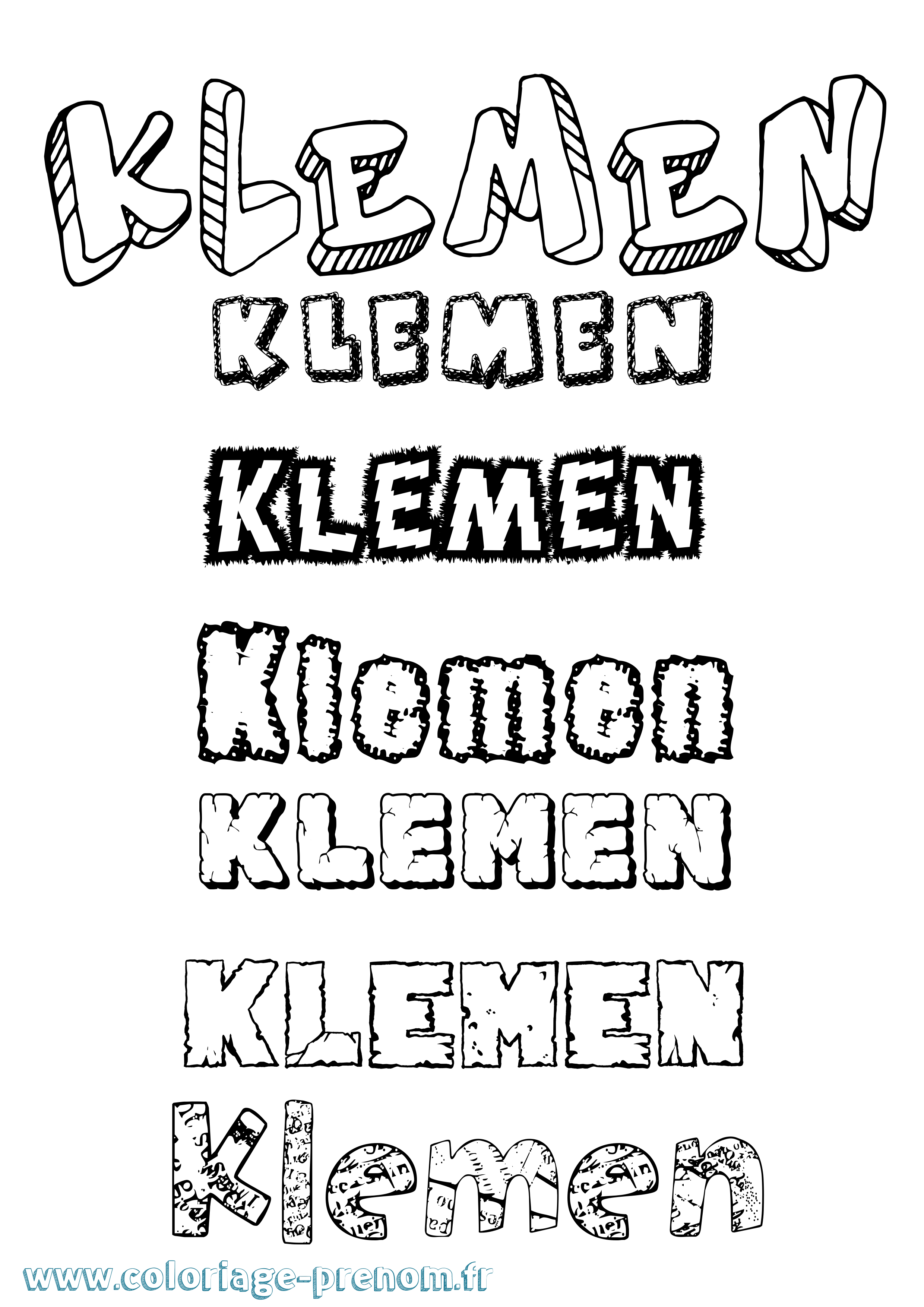 Coloriage Klemen Destructuré Coloriage prénom Klemen Destructuré