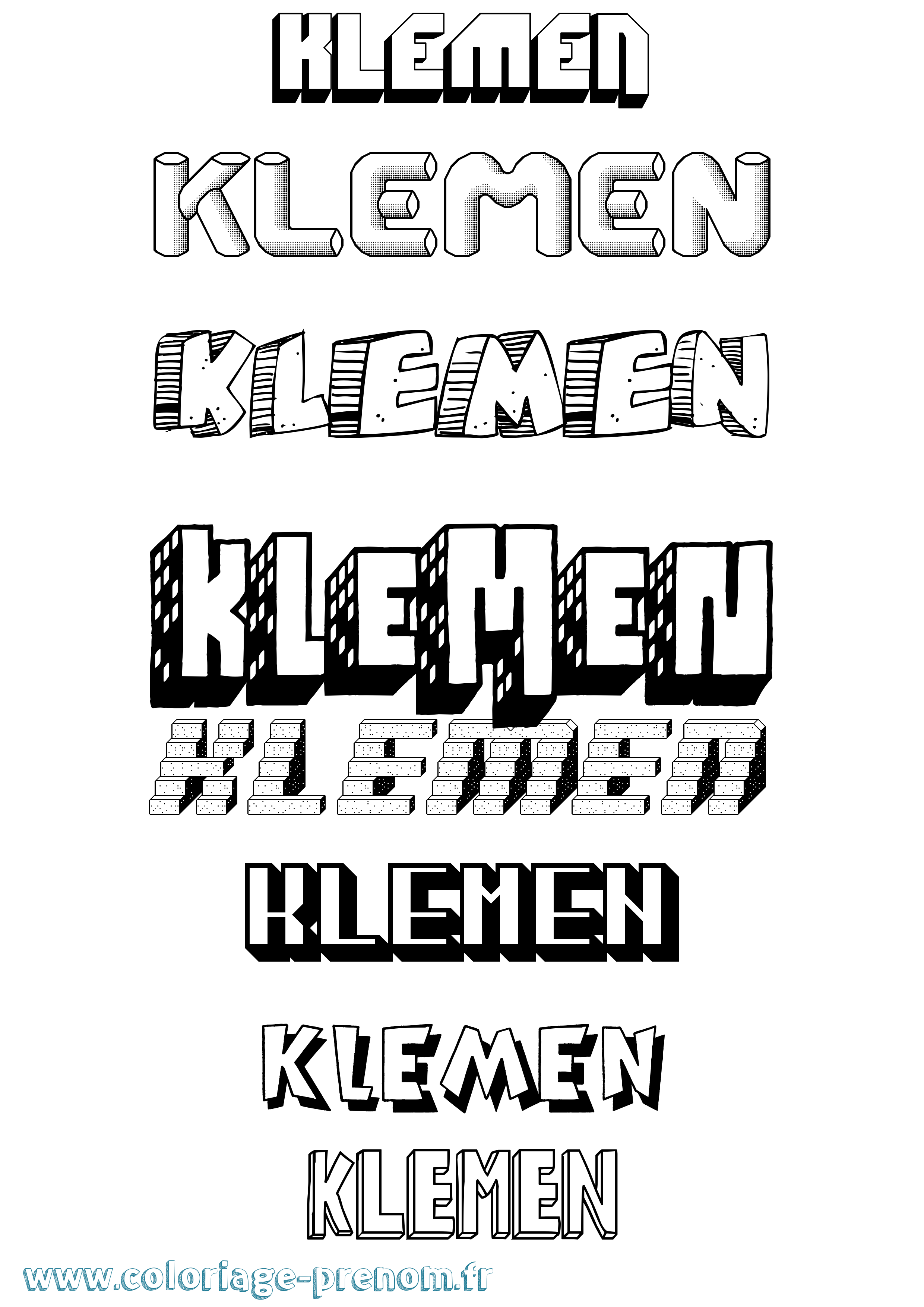 Coloriage Klemen Effet 3D Coloriage prénom Klemen Effet 3D
