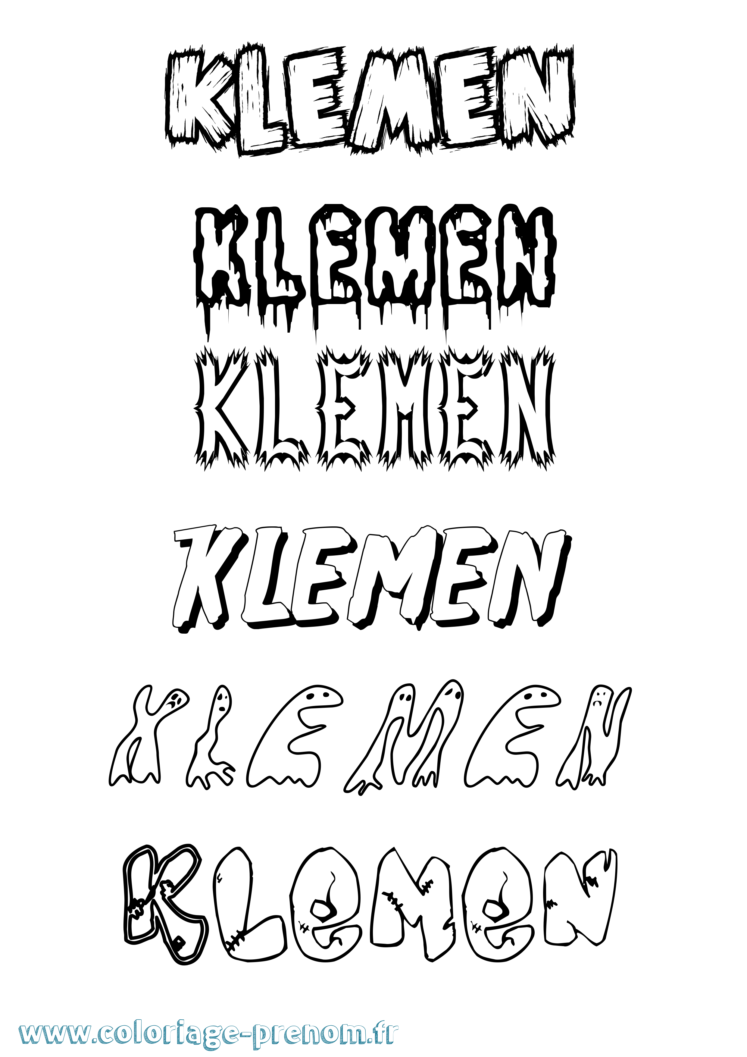 Coloriage Klemen Frisson Coloriage prénom Klemen Frisson