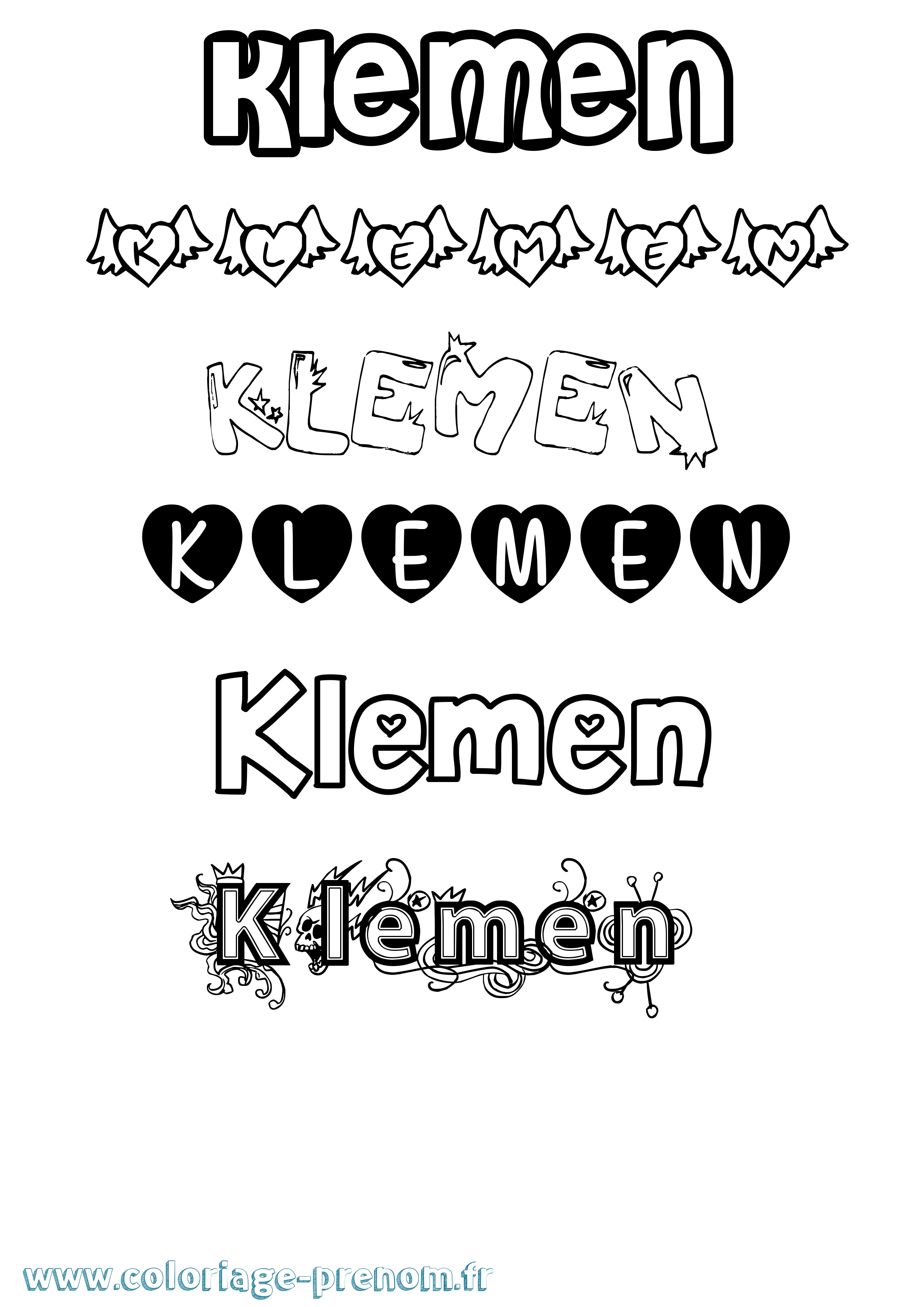 Coloriage Klemen Girly Coloriage prénom Klemen Girly