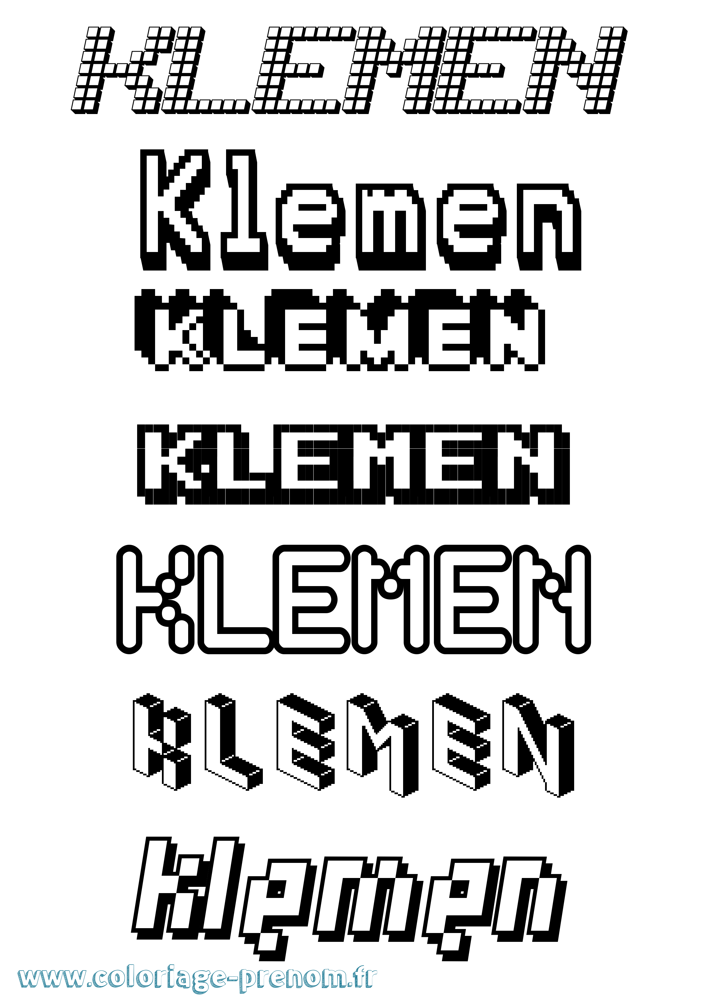Coloriage Klemen Pixel Coloriage prénom Klemen Pixel