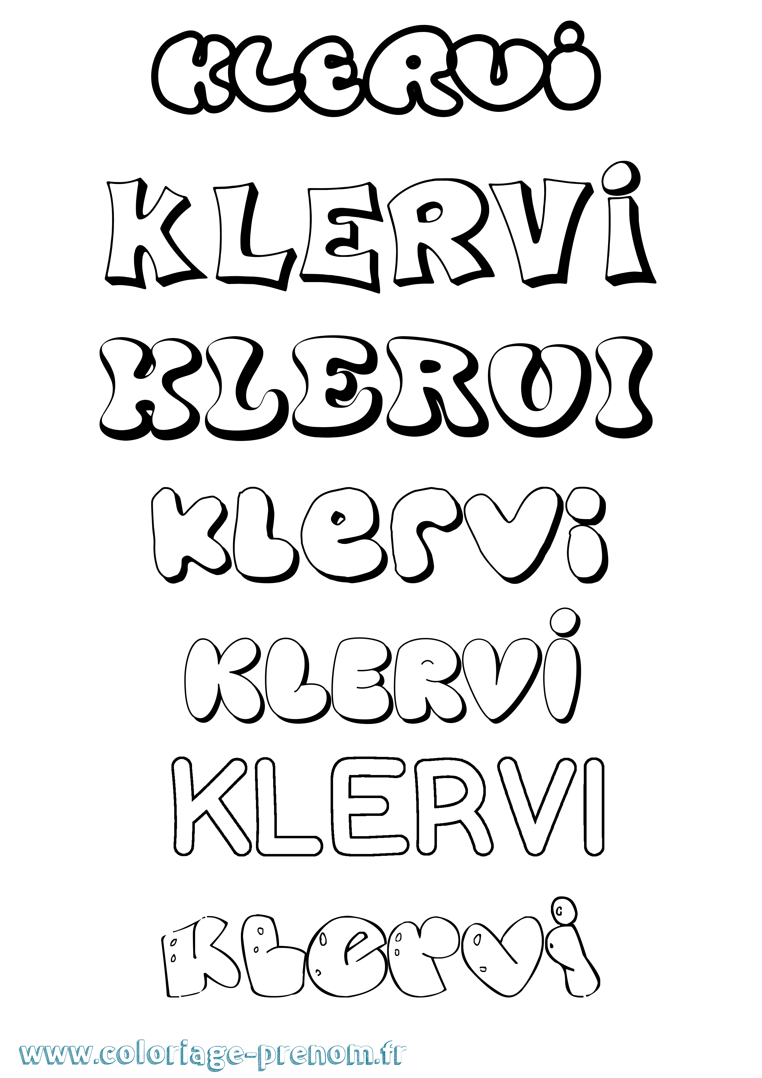 Coloriage Klervi Bubble Coloriage prénom Klervi Bubble