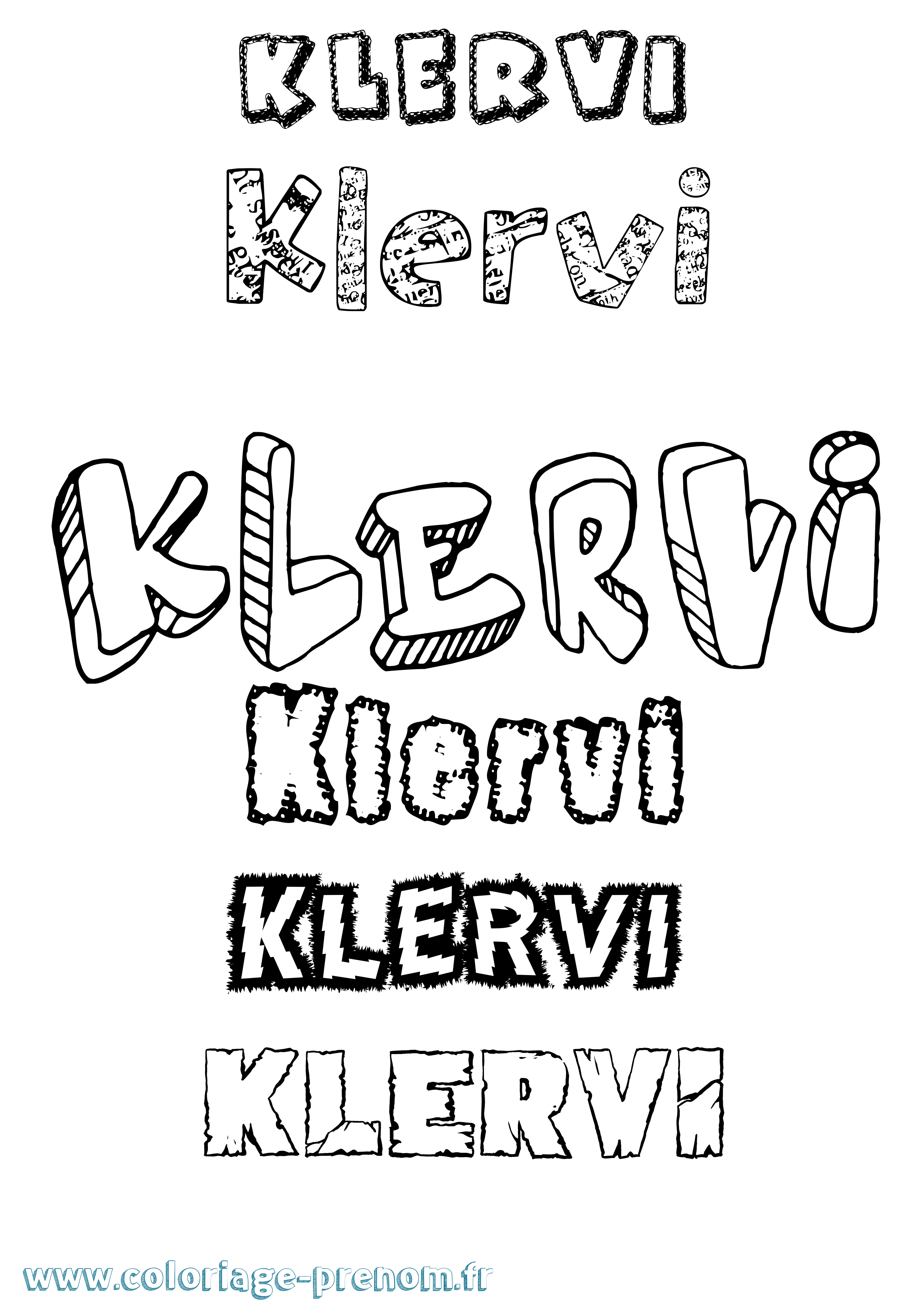 Coloriage Klervi Destructuré Coloriage prénom Klervi Destructuré