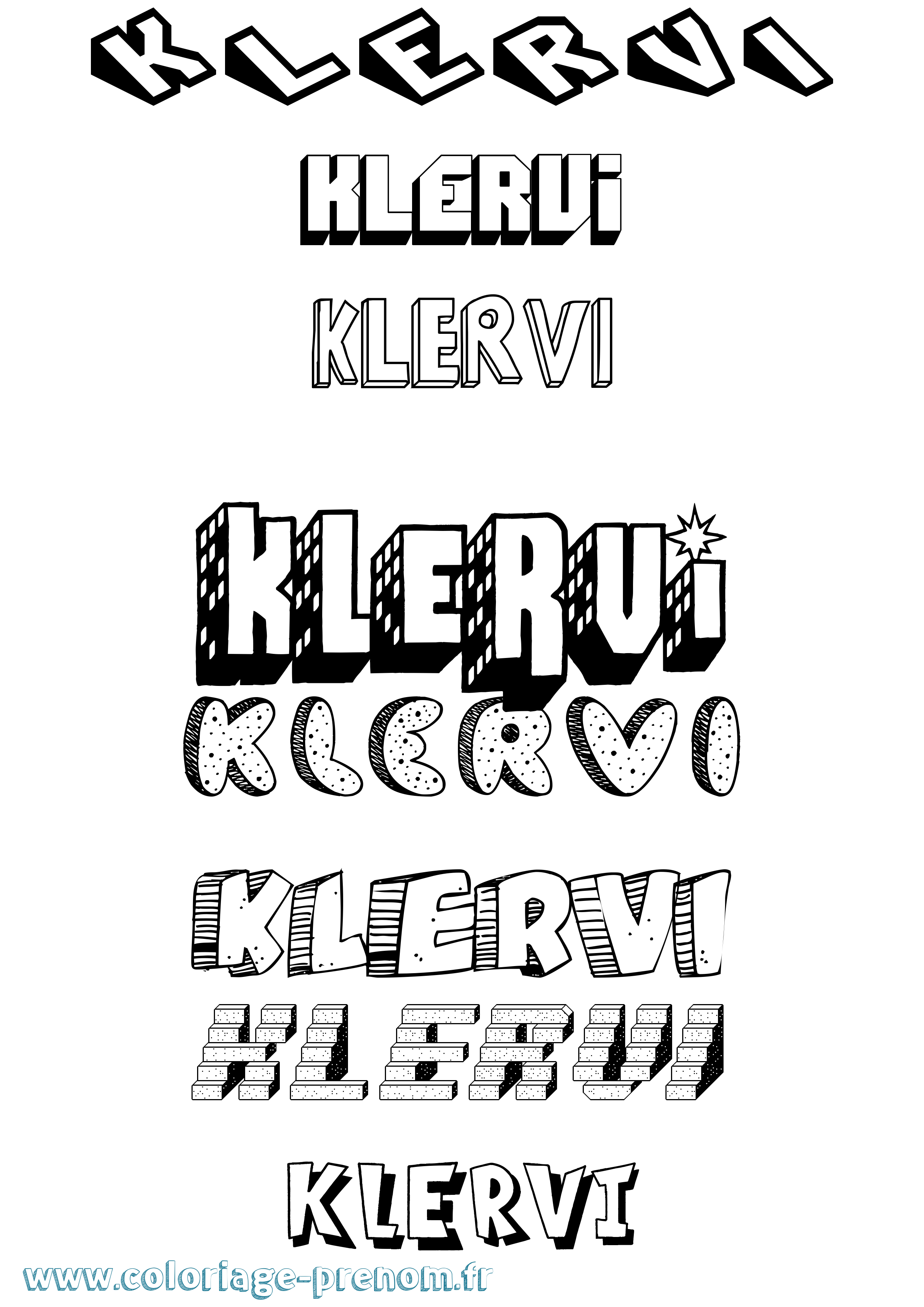Coloriage Klervi Effet 3D Coloriage prénom Klervi Effet 3D