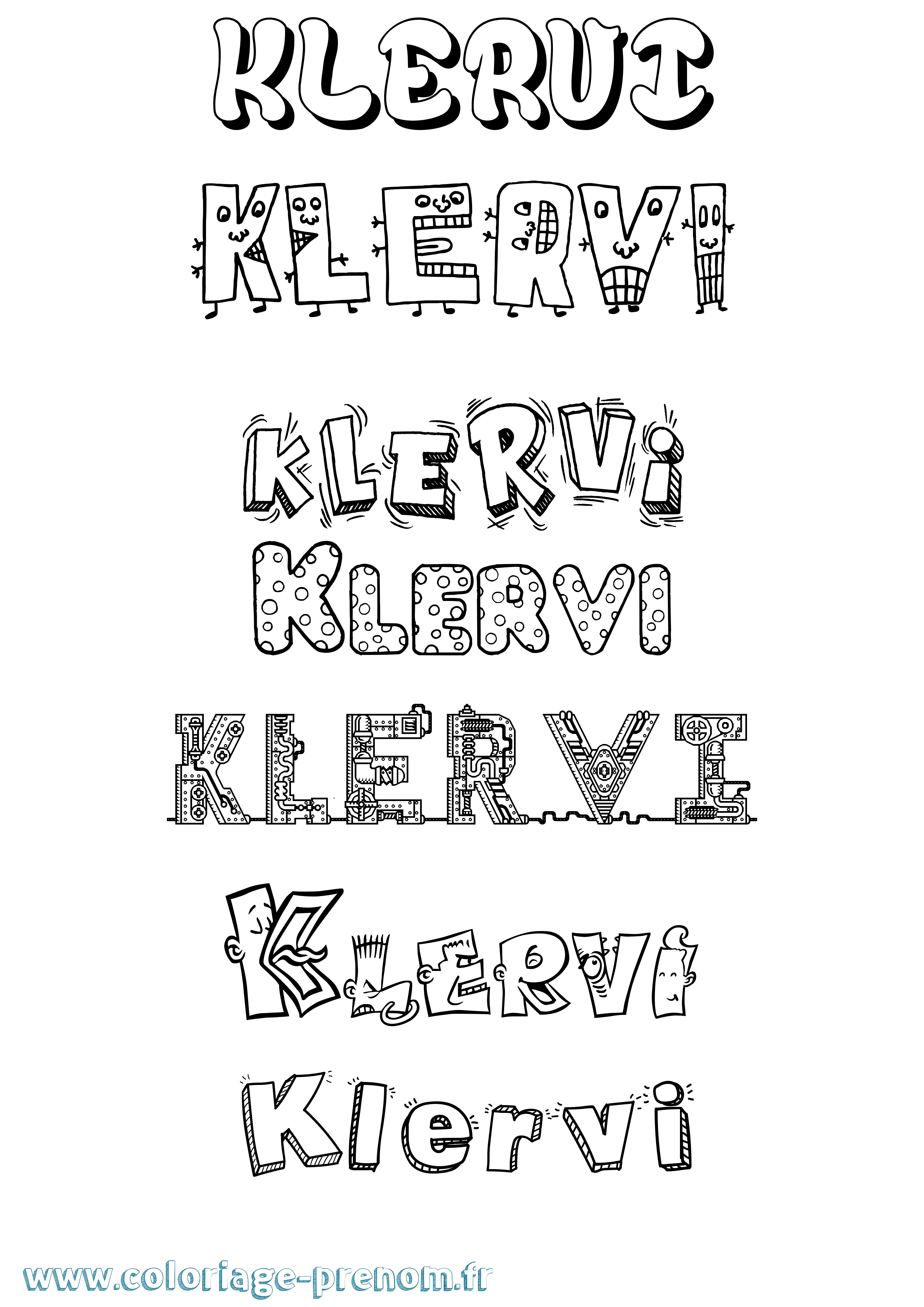 Coloriage Klervi Fun Coloriage prénom Klervi Fun