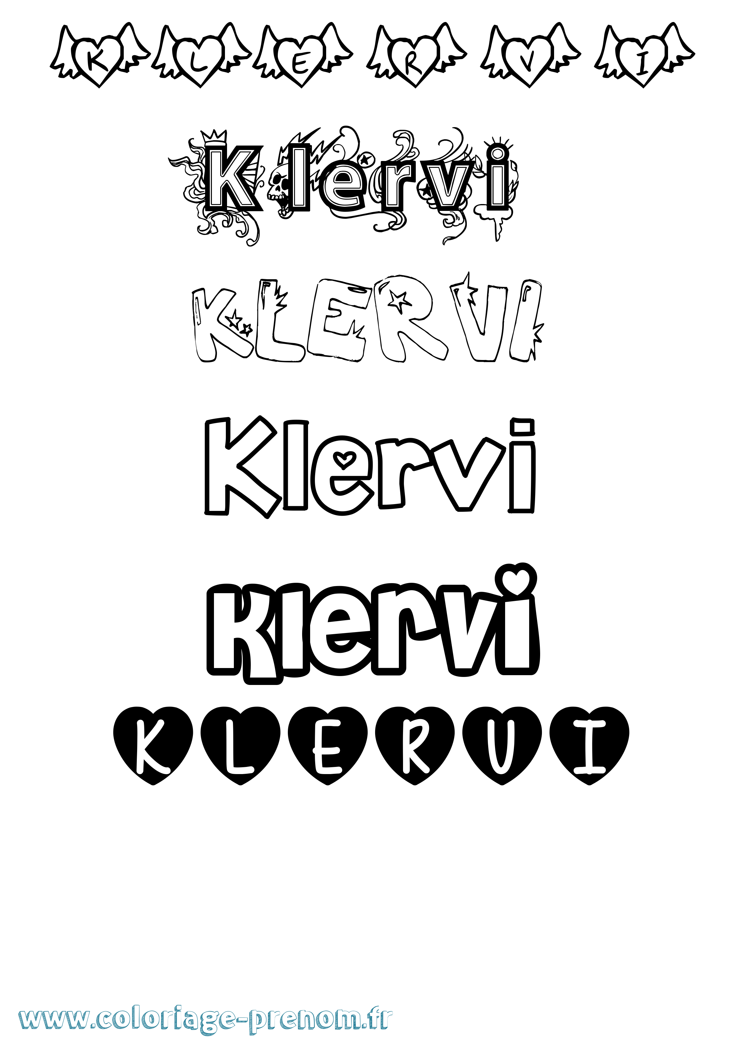 Coloriage Klervi Girly Coloriage prénom Klervi Girly