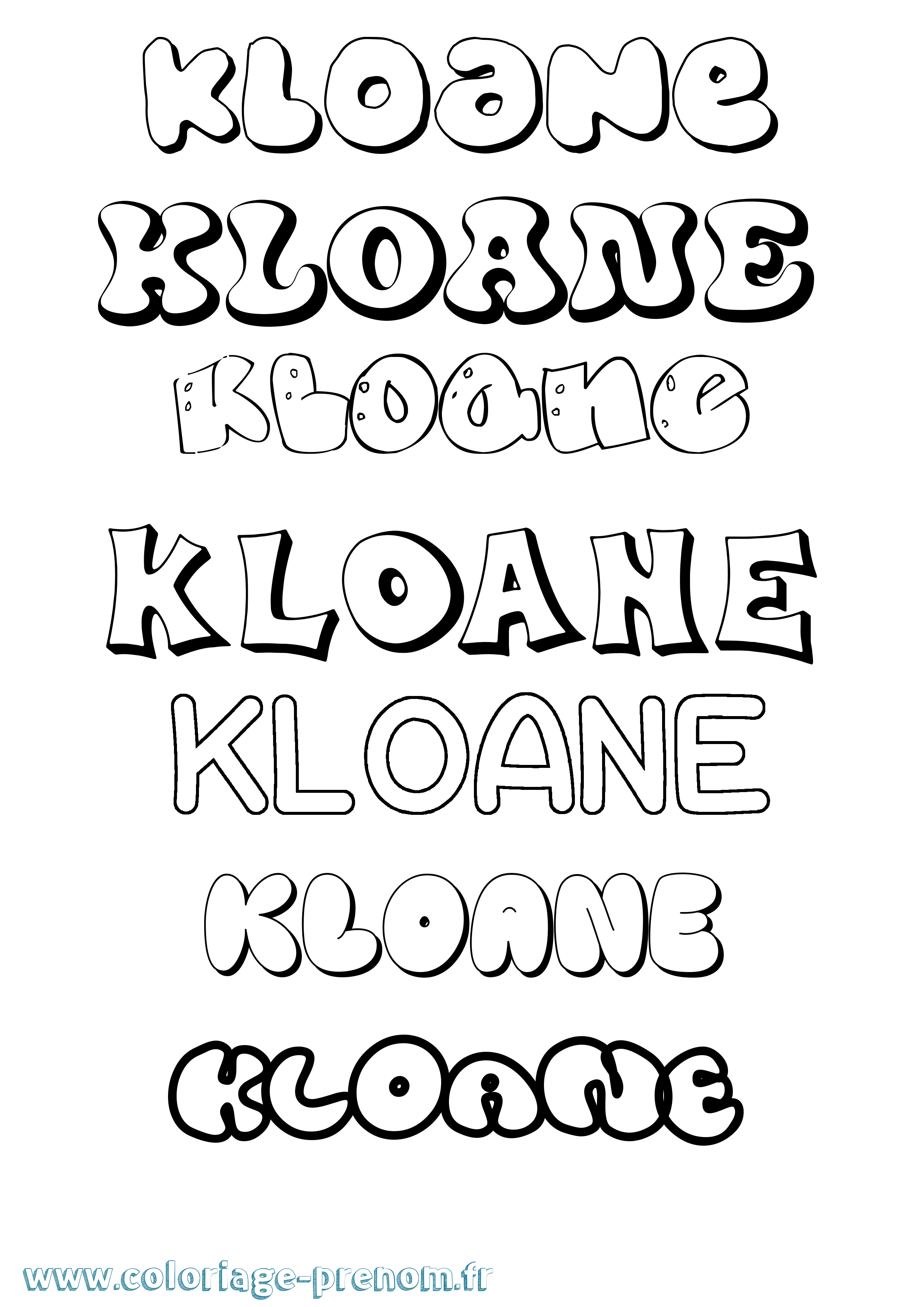 Coloriage Kloane Bubble Coloriage prénom Kloane Bubble