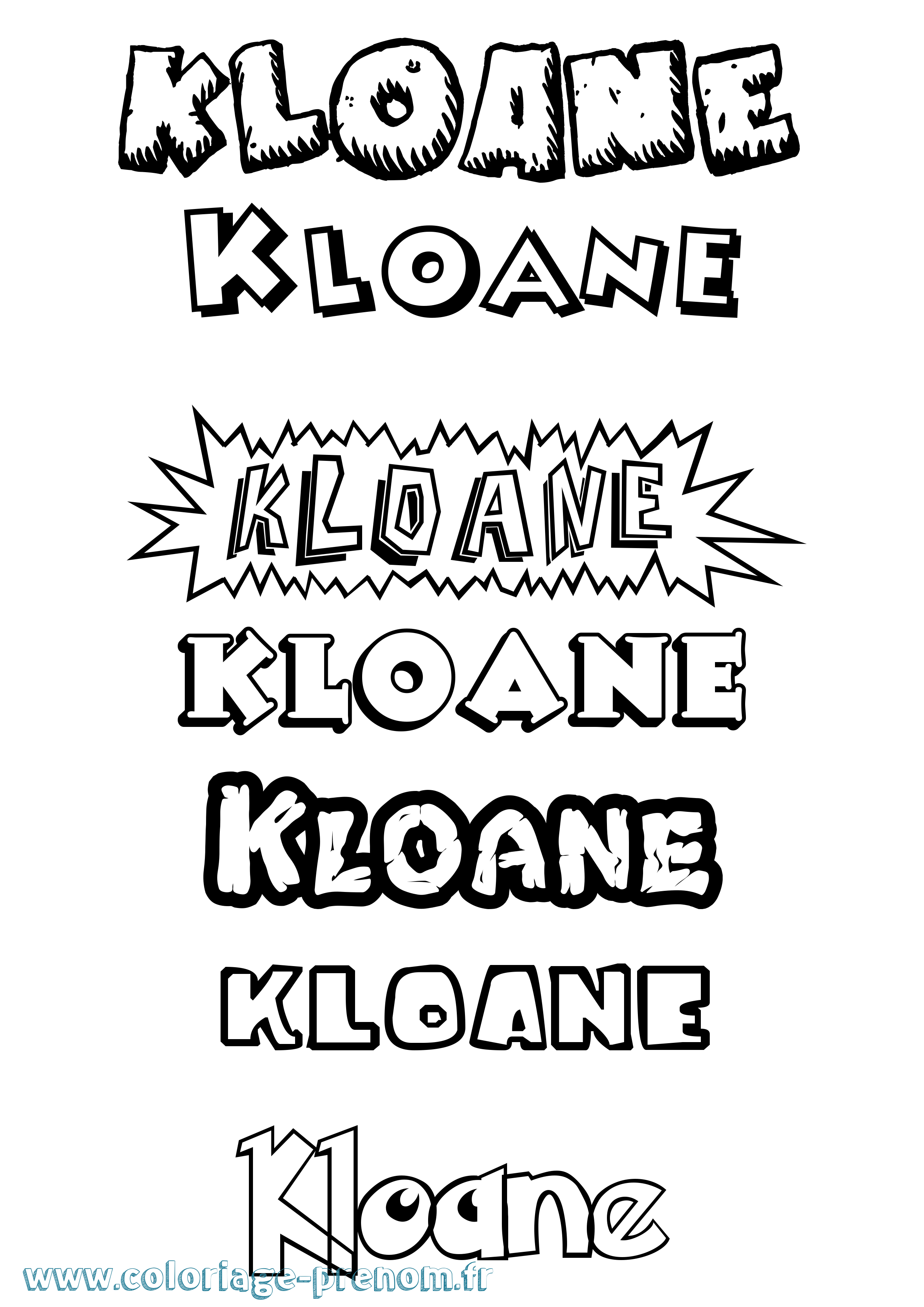 Coloriage Kloane Dessin Animé Coloriage prénom Kloane Dessin Animé