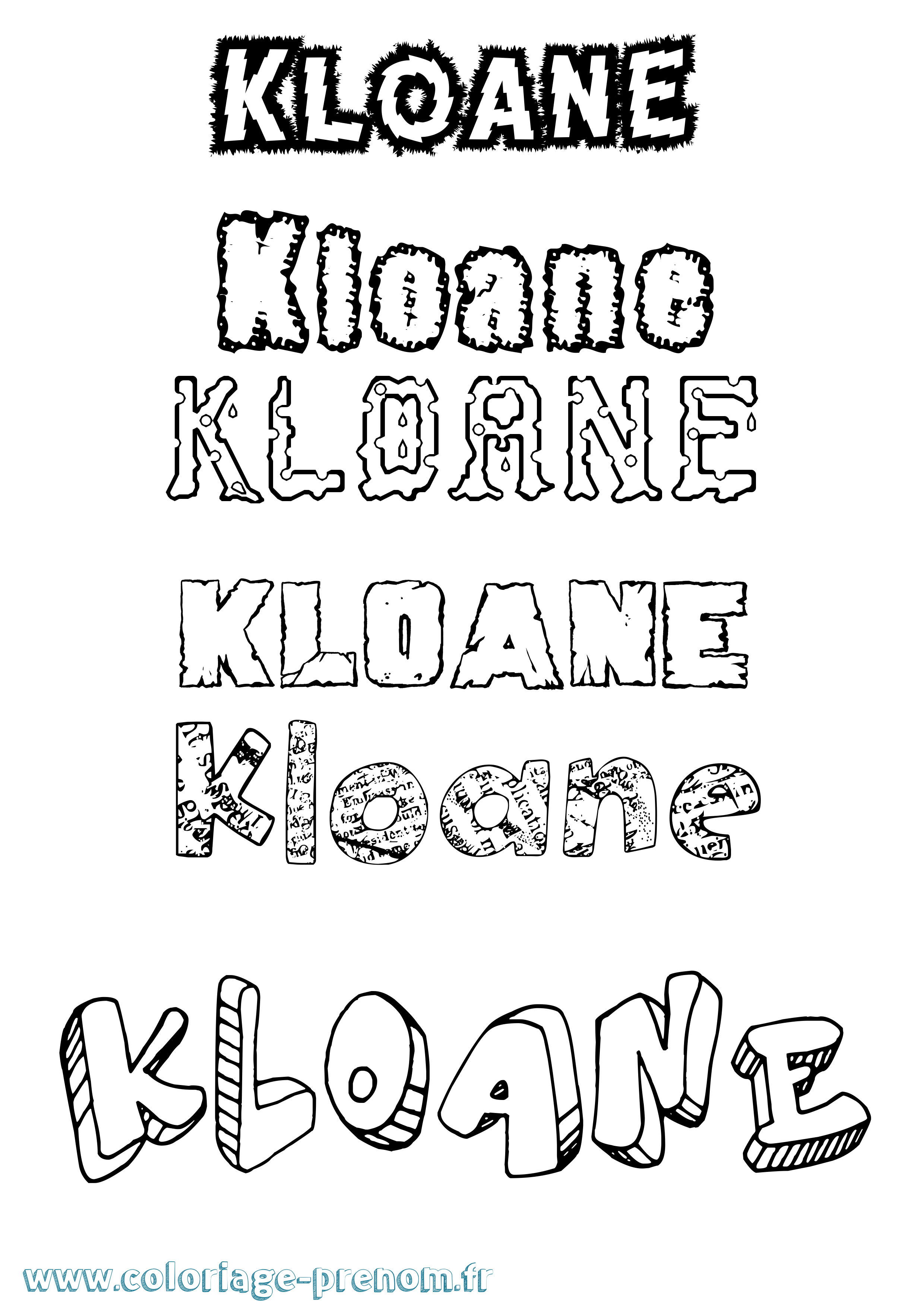 Coloriage Kloane Destructuré Coloriage prénom Kloane Destructuré