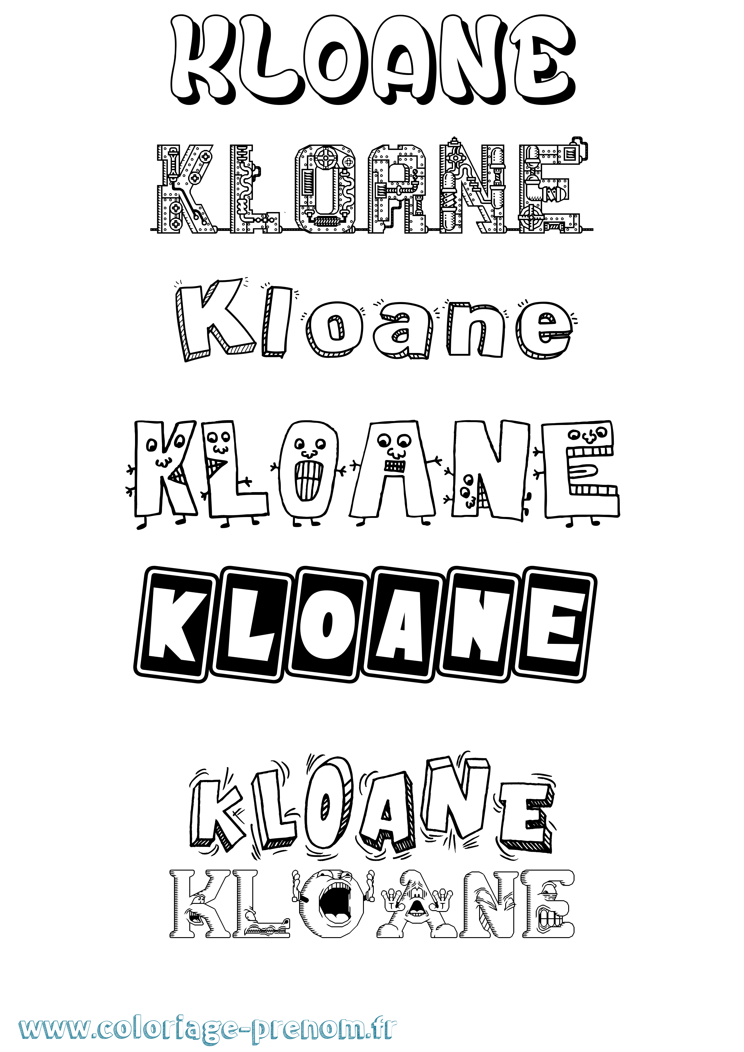 Coloriage Kloane Fun Coloriage prénom Kloane Fun