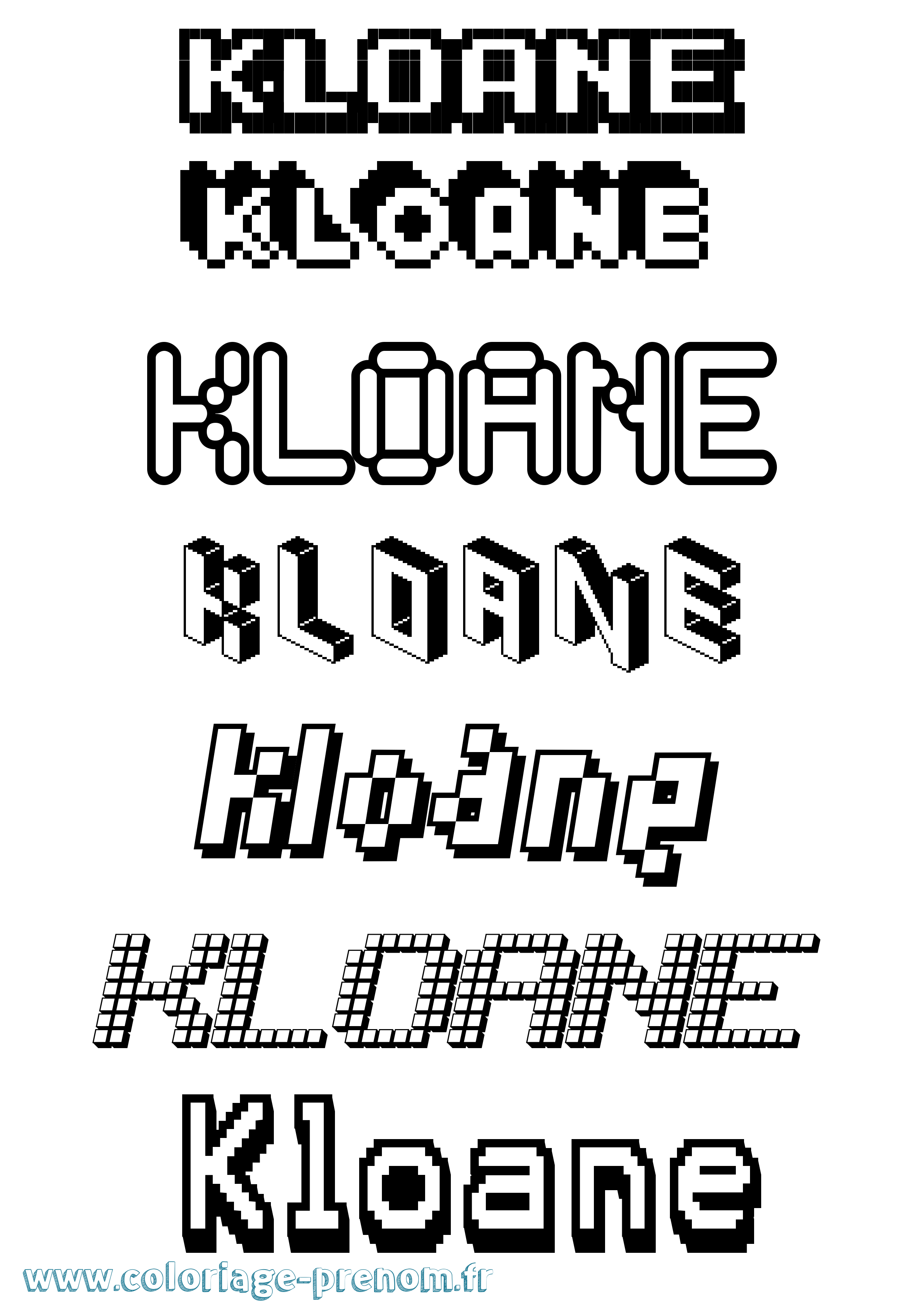 Coloriage Kloane Pixel Coloriage prénom Kloane Pixel