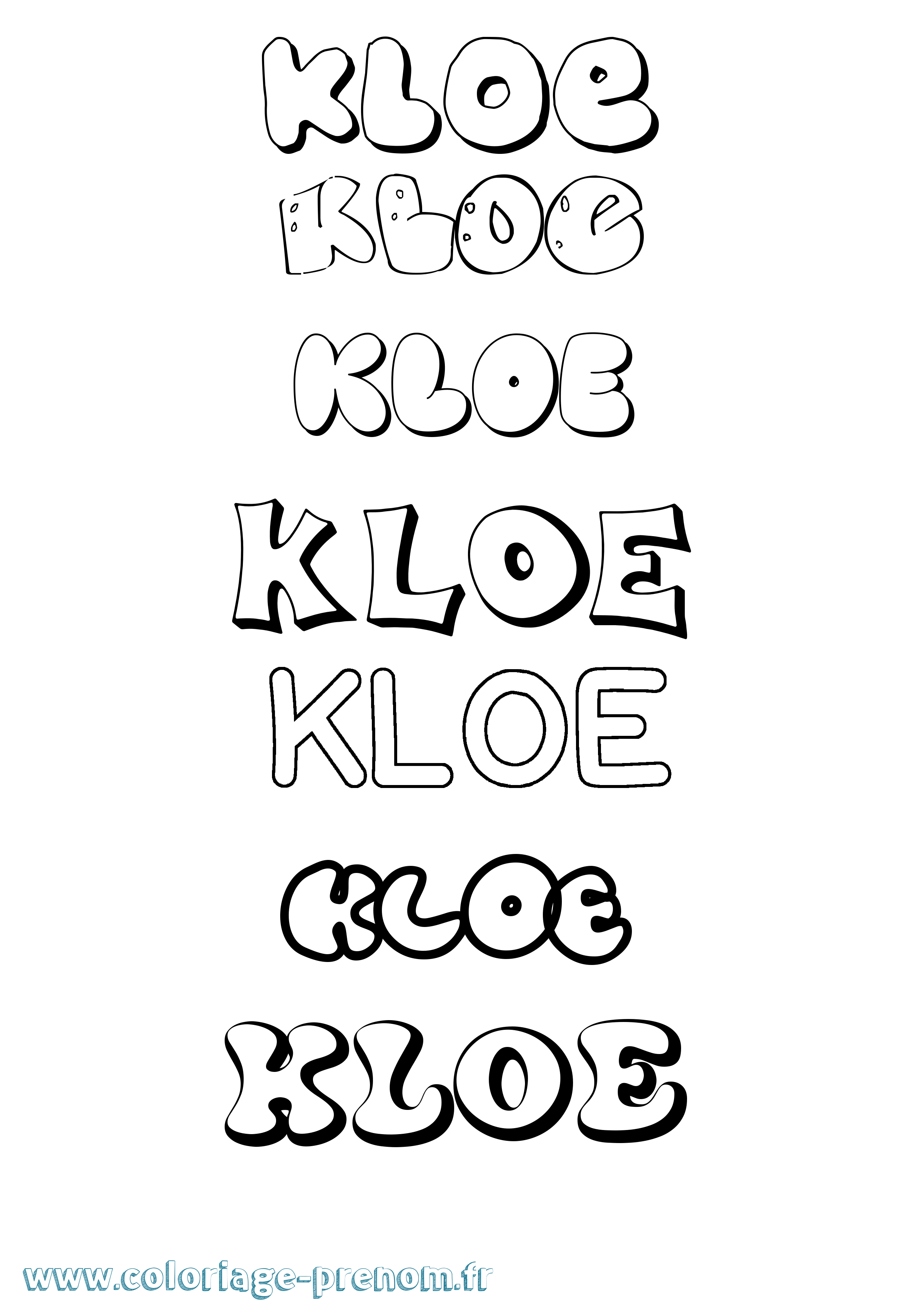 Coloriage Kloe Bubble Coloriage prénom Kloe Bubble