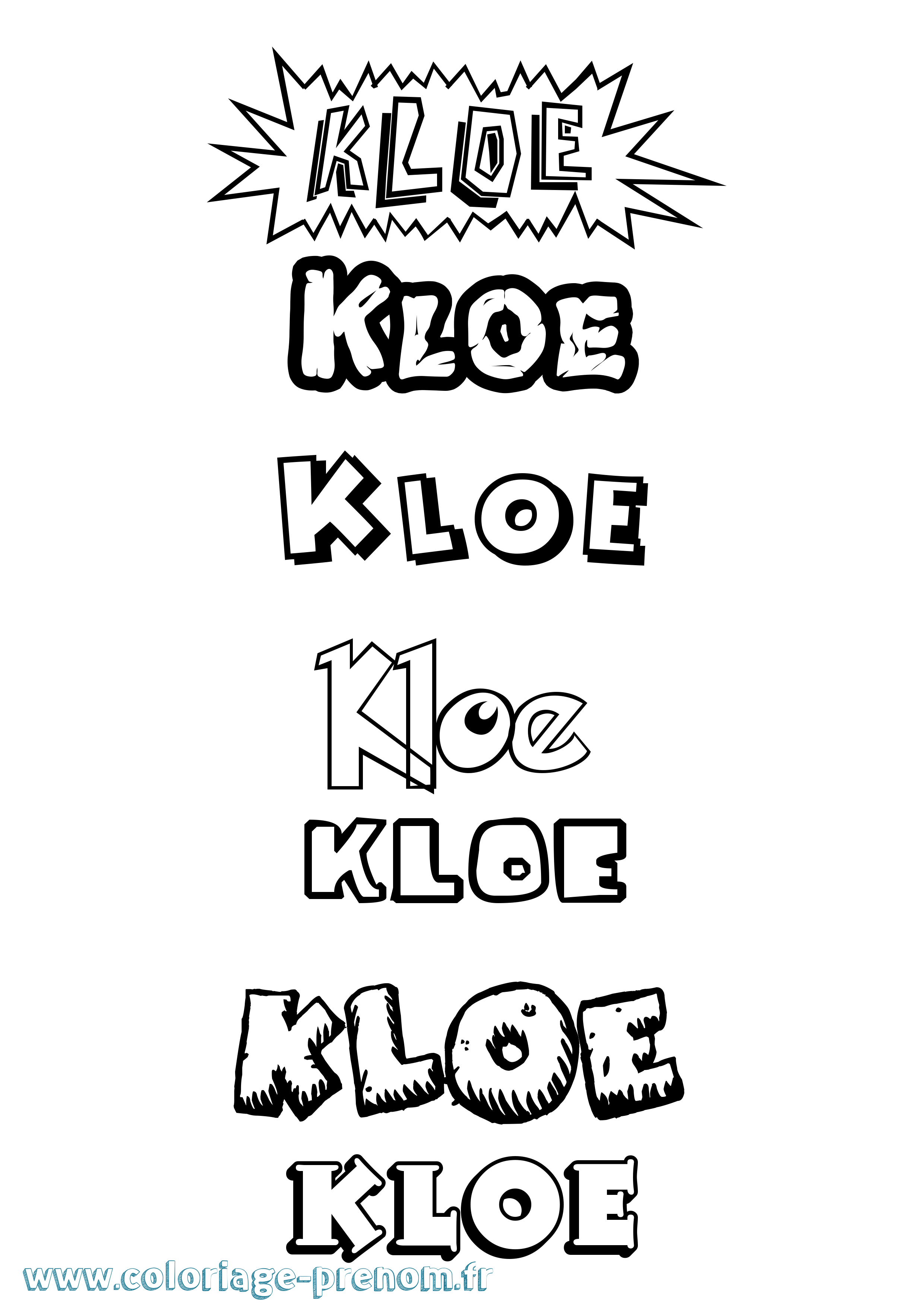 Coloriage Kloe Dessin Animé Coloriage prénom Kloe Dessin Animé