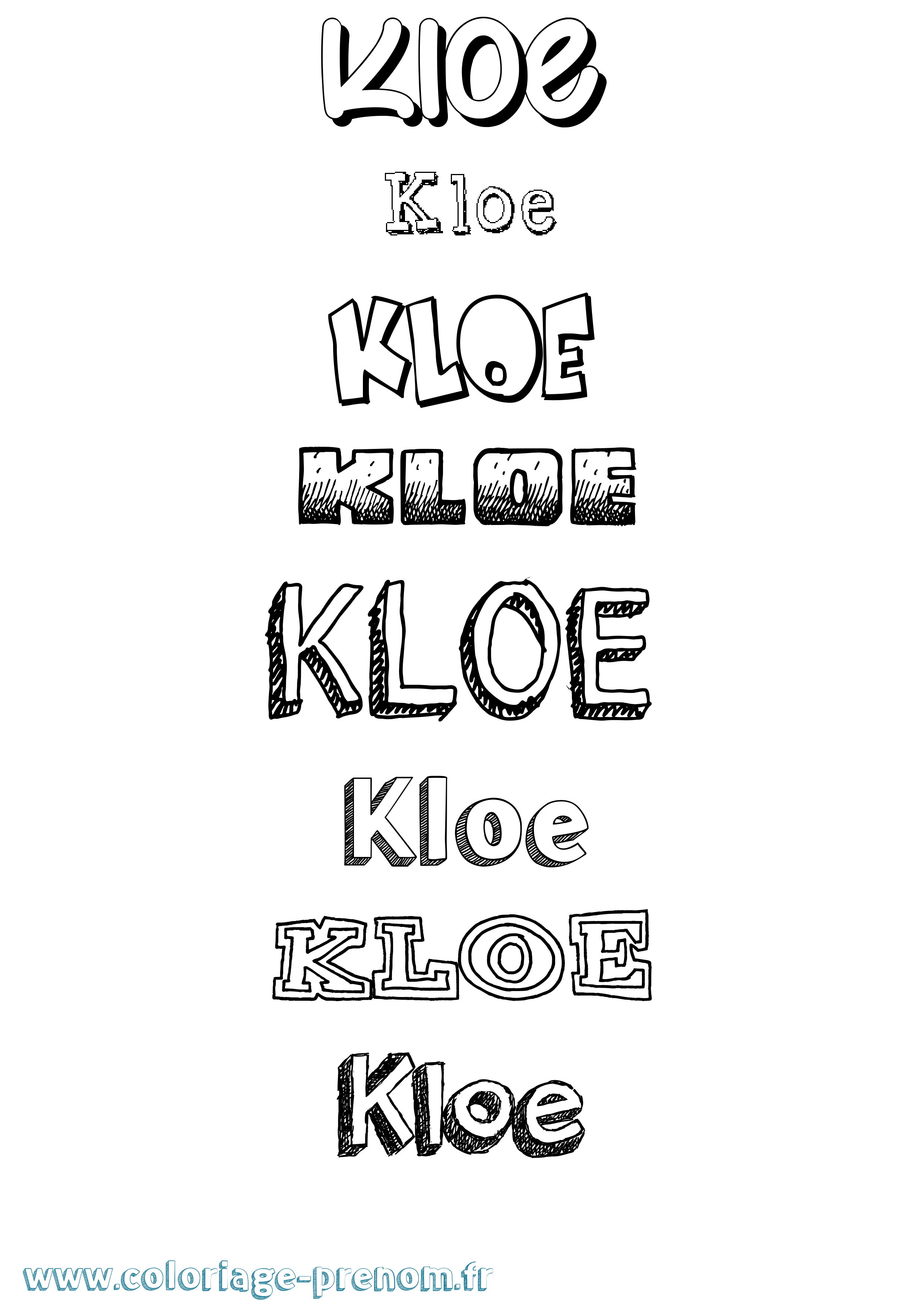 Coloriage Kloe Dessiné Coloriage prénom Kloe Dessiné
