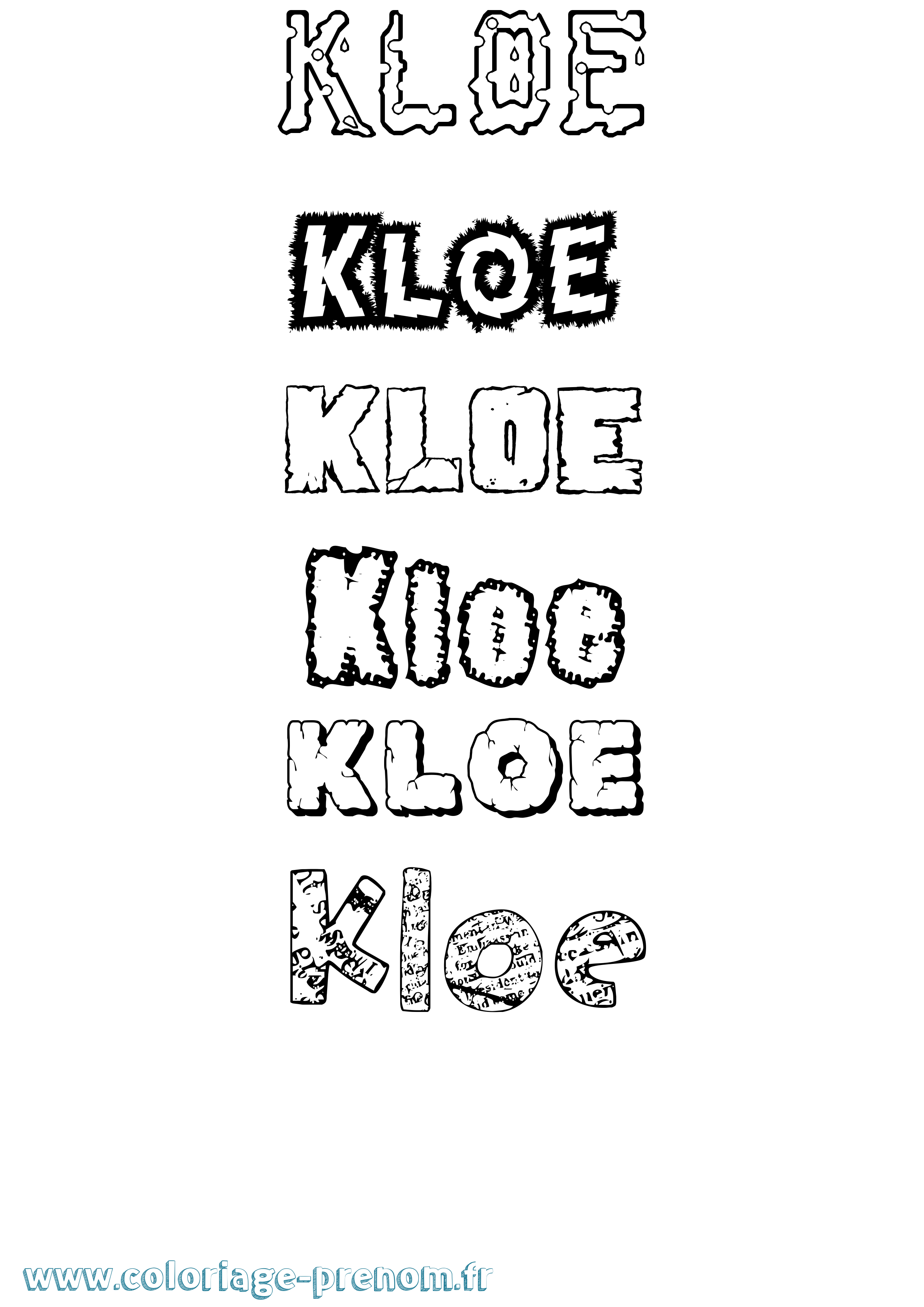 Coloriage Kloe Destructuré Coloriage prénom Kloe Destructuré