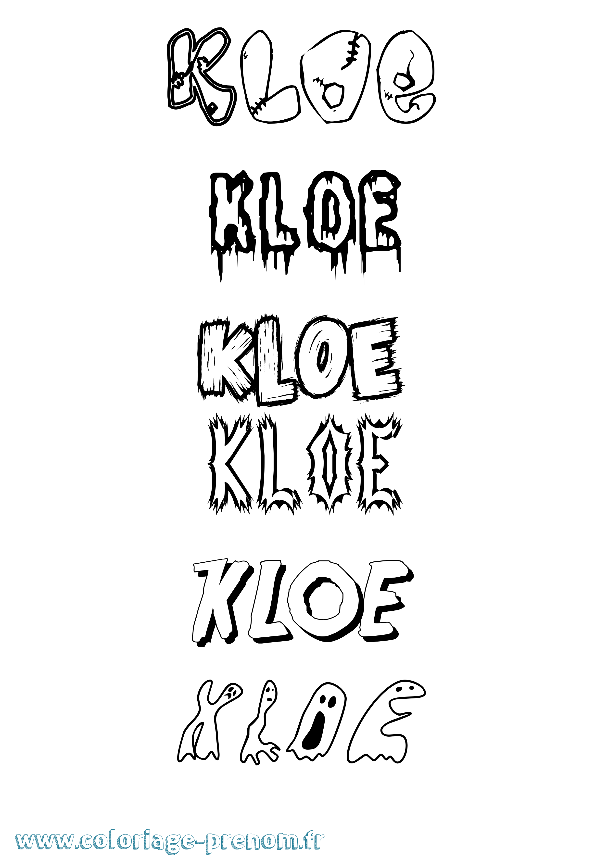 Coloriage Kloe Frisson Coloriage prénom Kloe Frisson