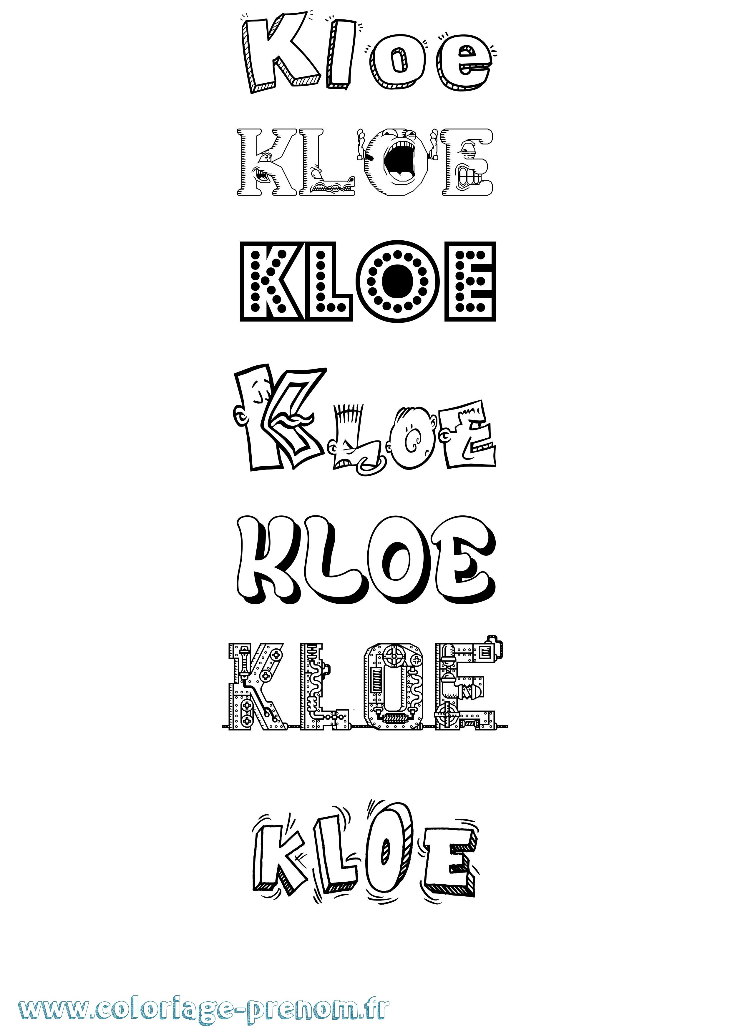 Coloriage Kloe Fun Coloriage prénom Kloe Fun
