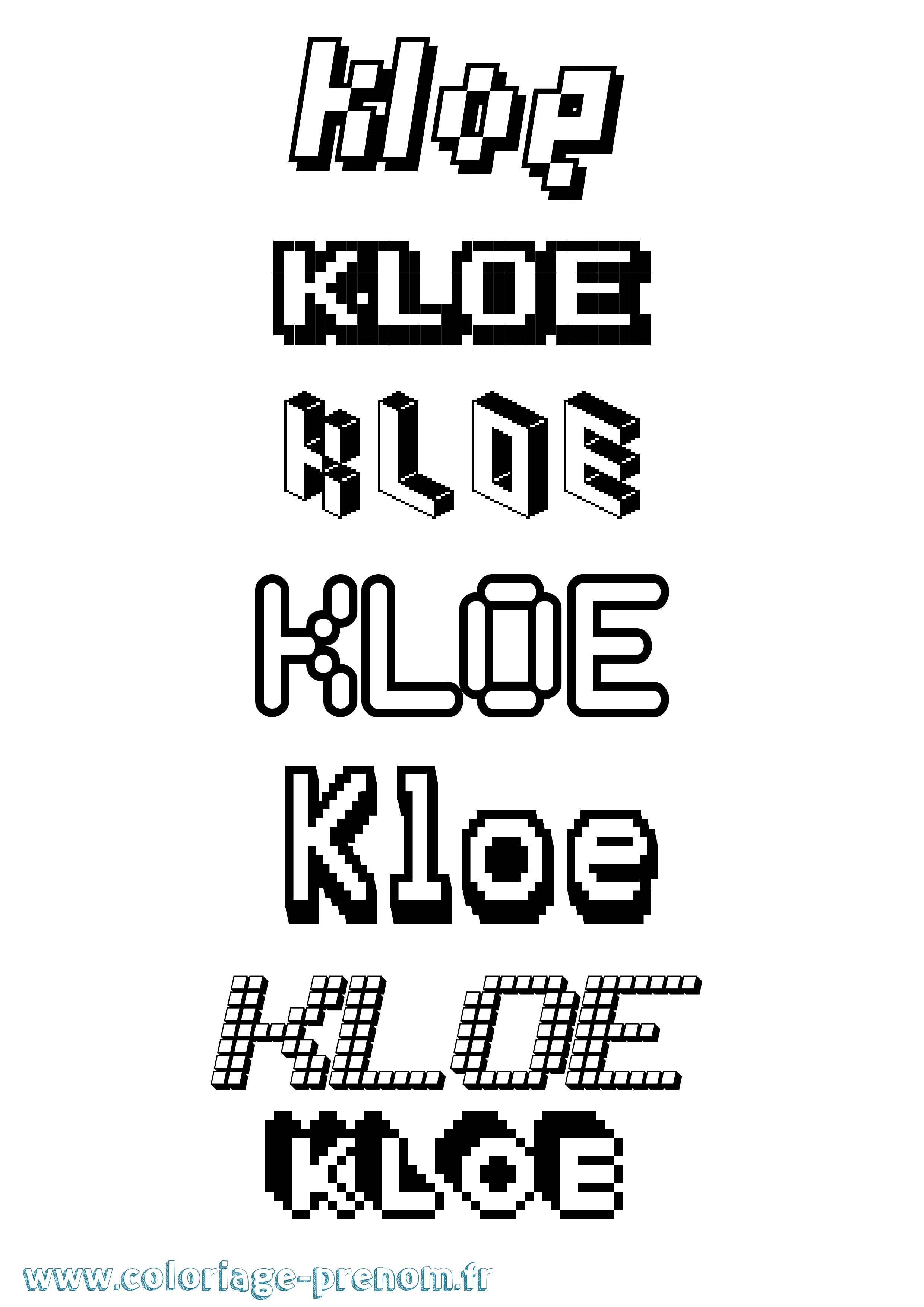 Coloriage Kloe Pixel Coloriage prénom Kloe Pixel