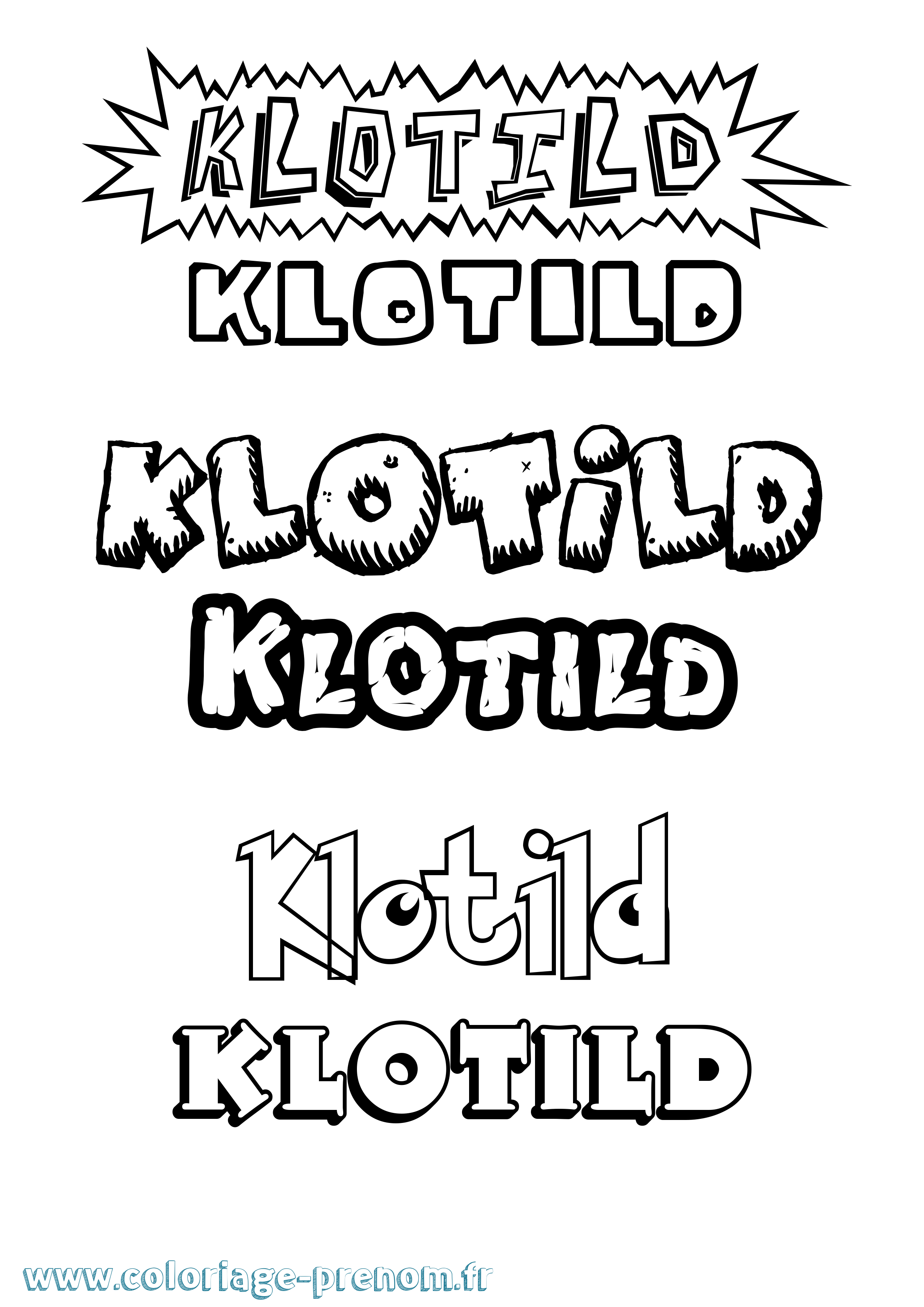 Coloriage Klotild Dessin Animé Coloriage prénom Klotild Dessin Animé