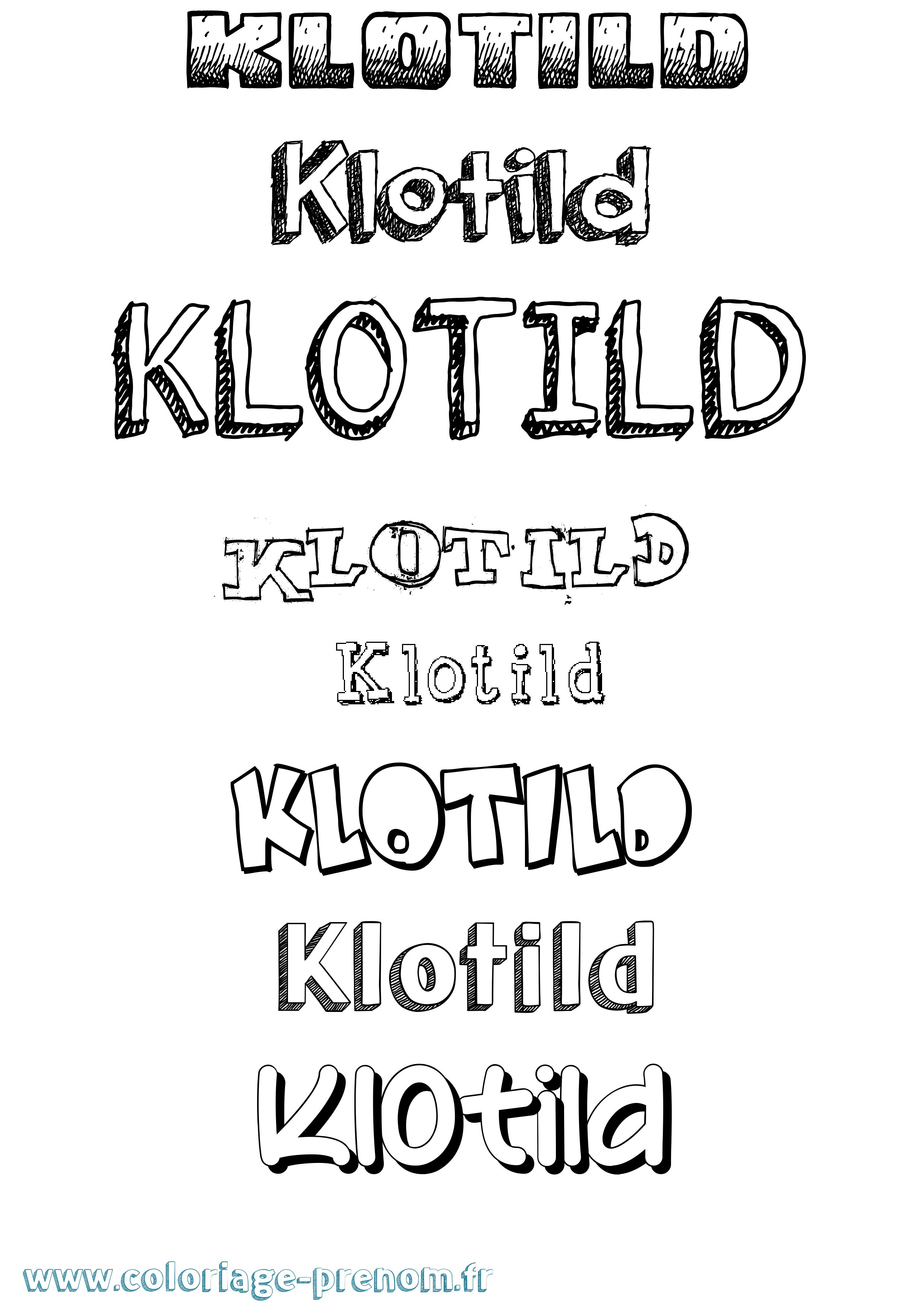 Coloriage Klotild Dessiné Coloriage prénom Klotild Dessiné