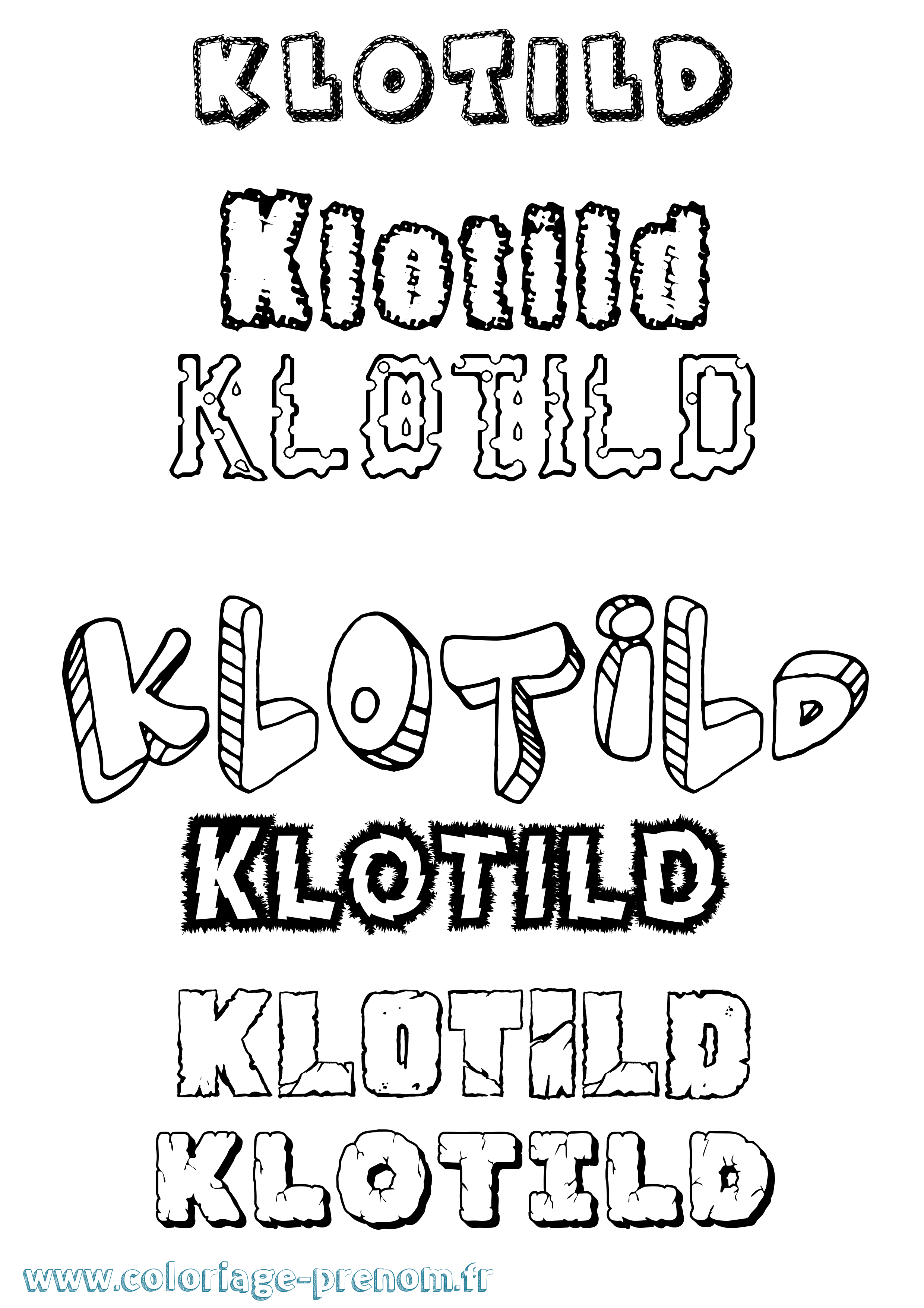 Coloriage Klotild Destructuré Coloriage prénom Klotild Destructuré