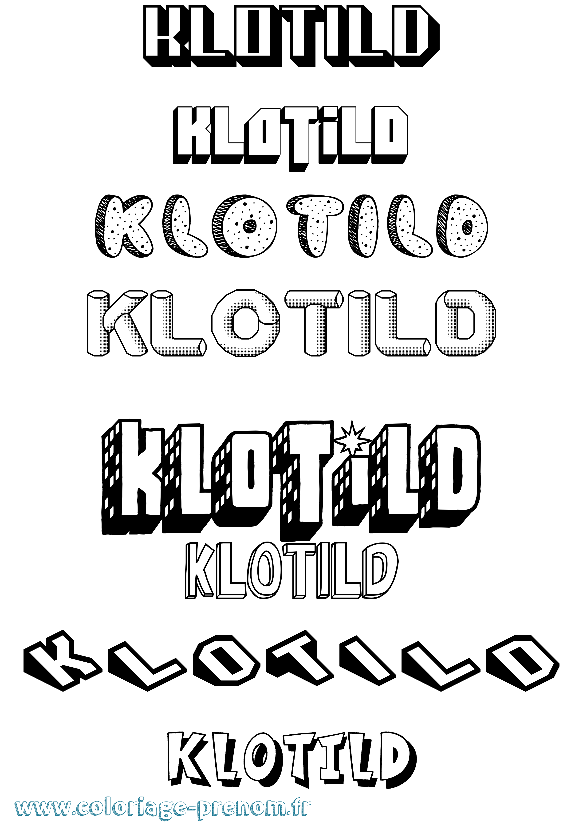 Coloriage Klotild Effet 3D Coloriage prénom Klotild Effet 3D