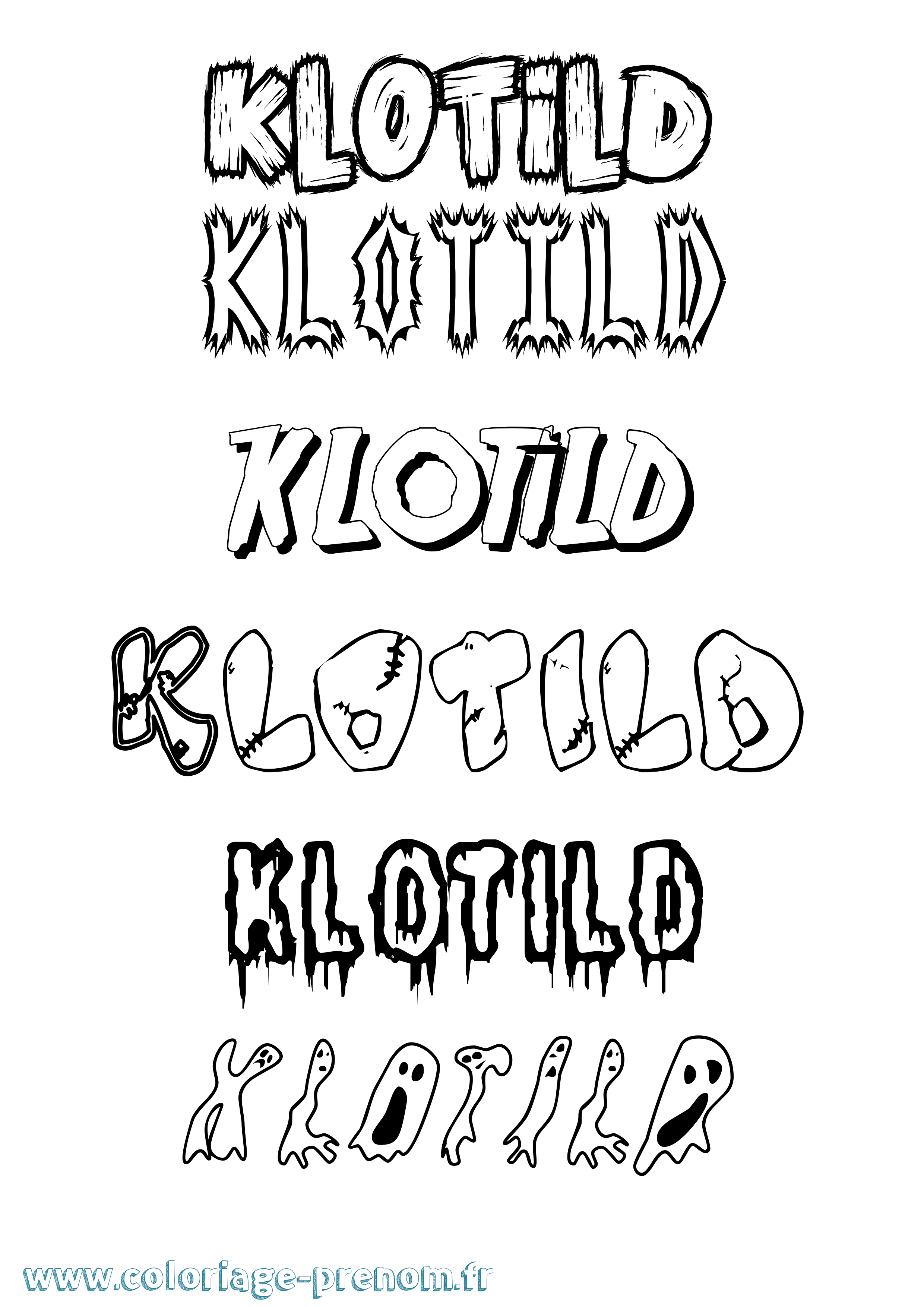 Coloriage Klotild Frisson Coloriage prénom Klotild Frisson