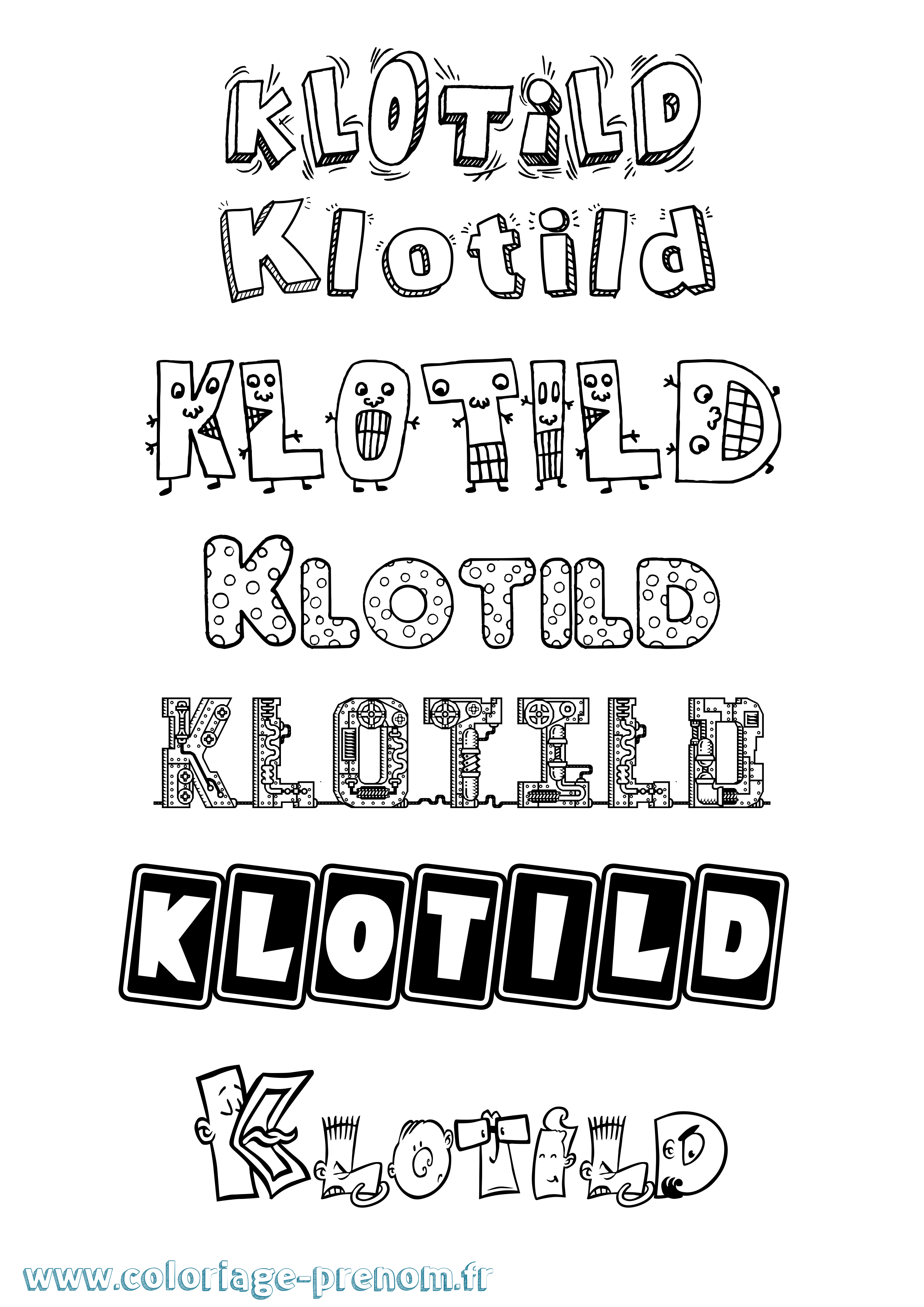 Coloriage Klotild Fun Coloriage prénom Klotild Fun