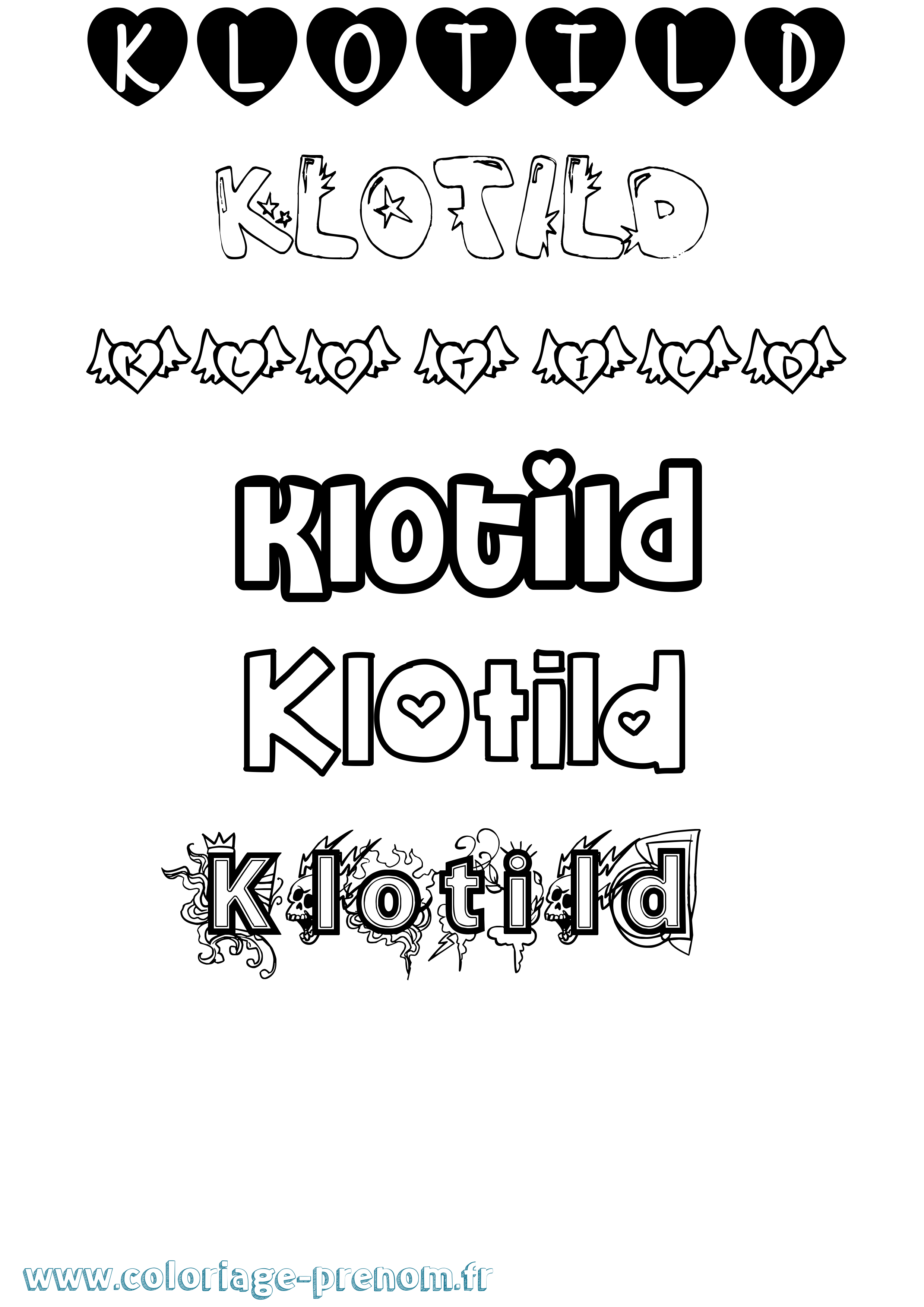 Coloriage Klotild Girly Coloriage prénom Klotild Girly
